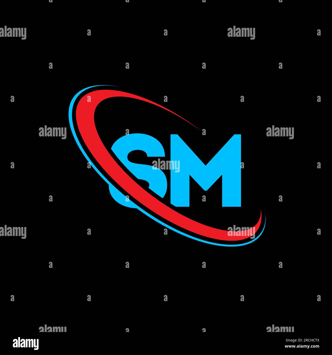 Logo SM S M Letter. Lettera iniziale SM Linked Circle logo monogramma maiuscolo rosso e blu. Logo S M, design S M. sm, s m Illustrazione Vettoriale