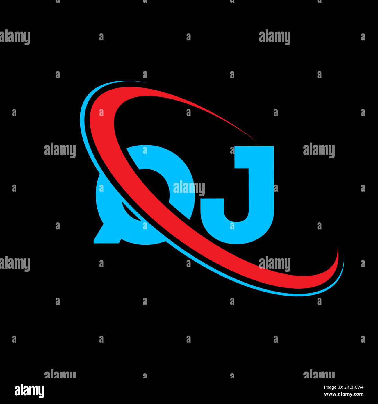 Logo QJ Q J Letter. Lettera iniziale QJ Linked Circle logo monogramma maiuscolo rosso e blu. Logo QJ, design Q J. qj, q j Illustrazione Vettoriale