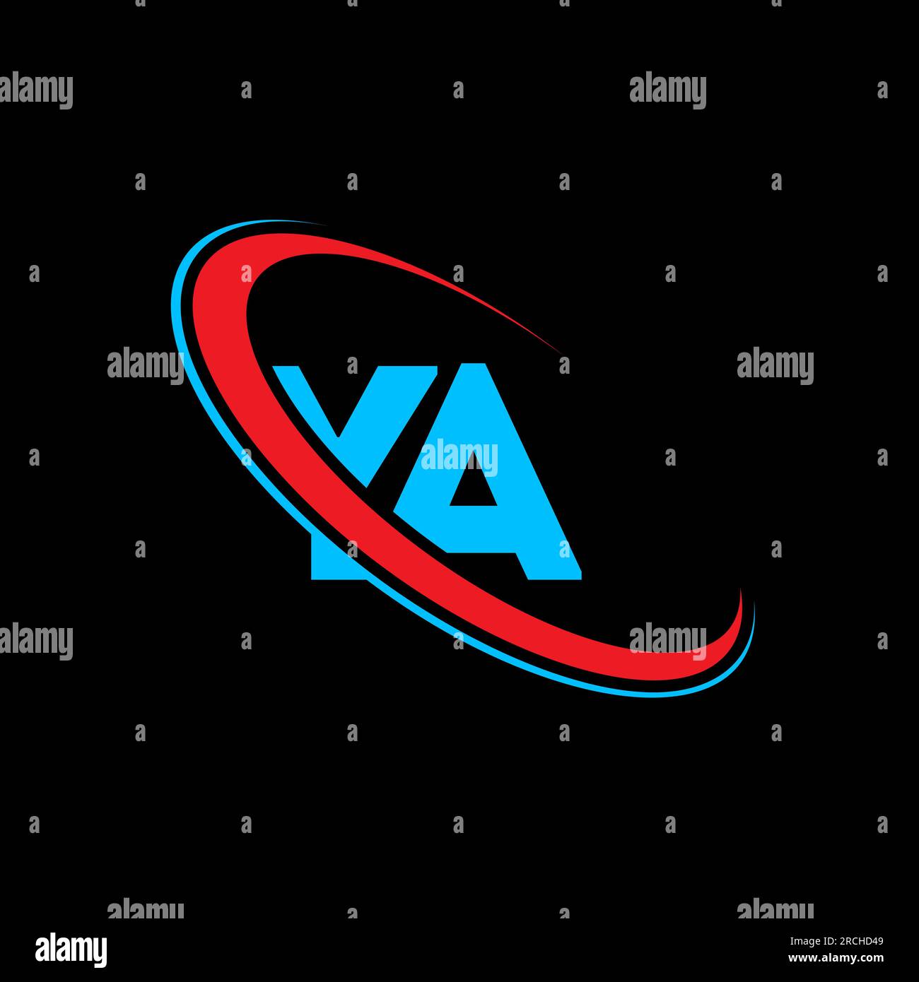 Logo YA Y A Letter. Lettera iniziale YS, cerchio collegato, monogramma maiuscolo, rosso e blu. Logo YS, design Y S. ya, y a Illustrazione Vettoriale