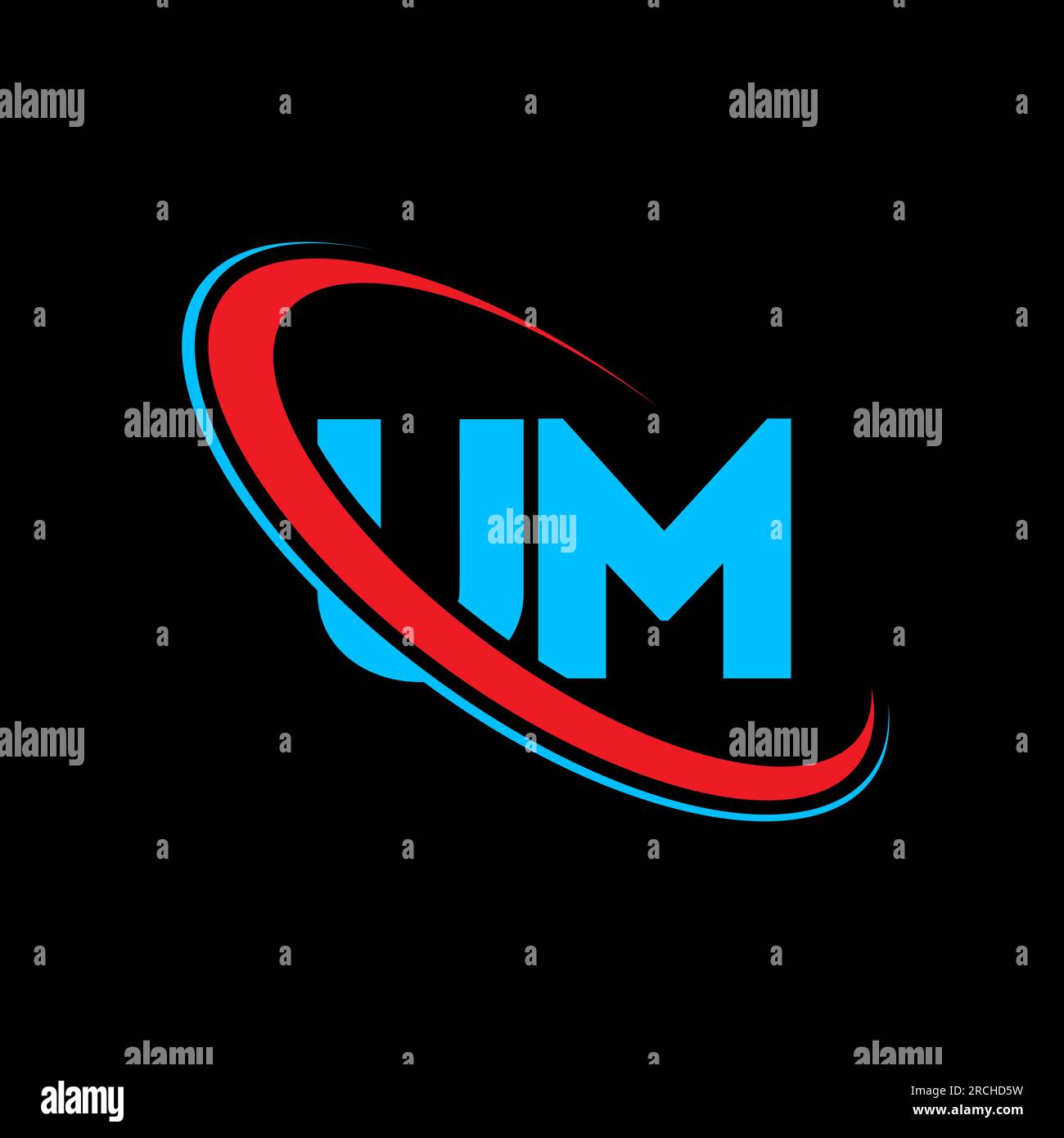 Logo UM U M Letter. Lettera iniziale cerchio collegato UM monogramma maiuscolo rosso e blu. Logo UM, design UM. um, um Illustrazione Vettoriale