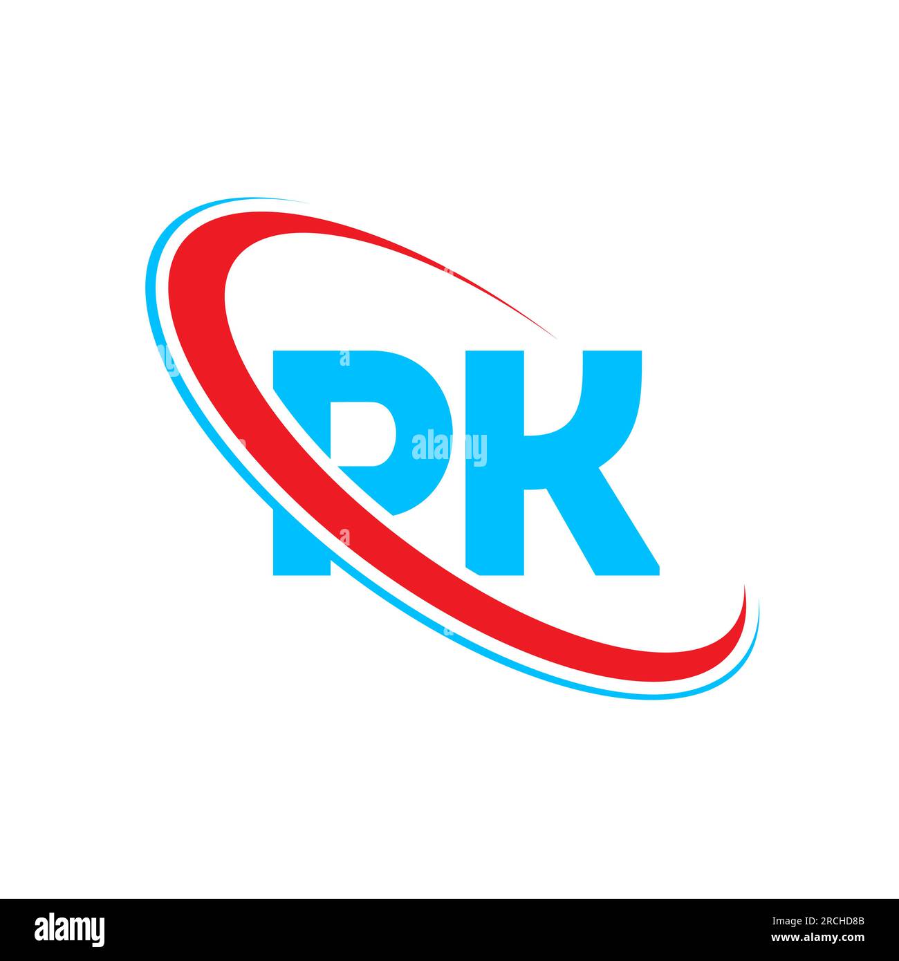 Logo PK P K Letter. Lettera iniziale PK con cerchio maiuscola logo rosso e blu. Logo PK, design P K. Illustrazione Vettoriale