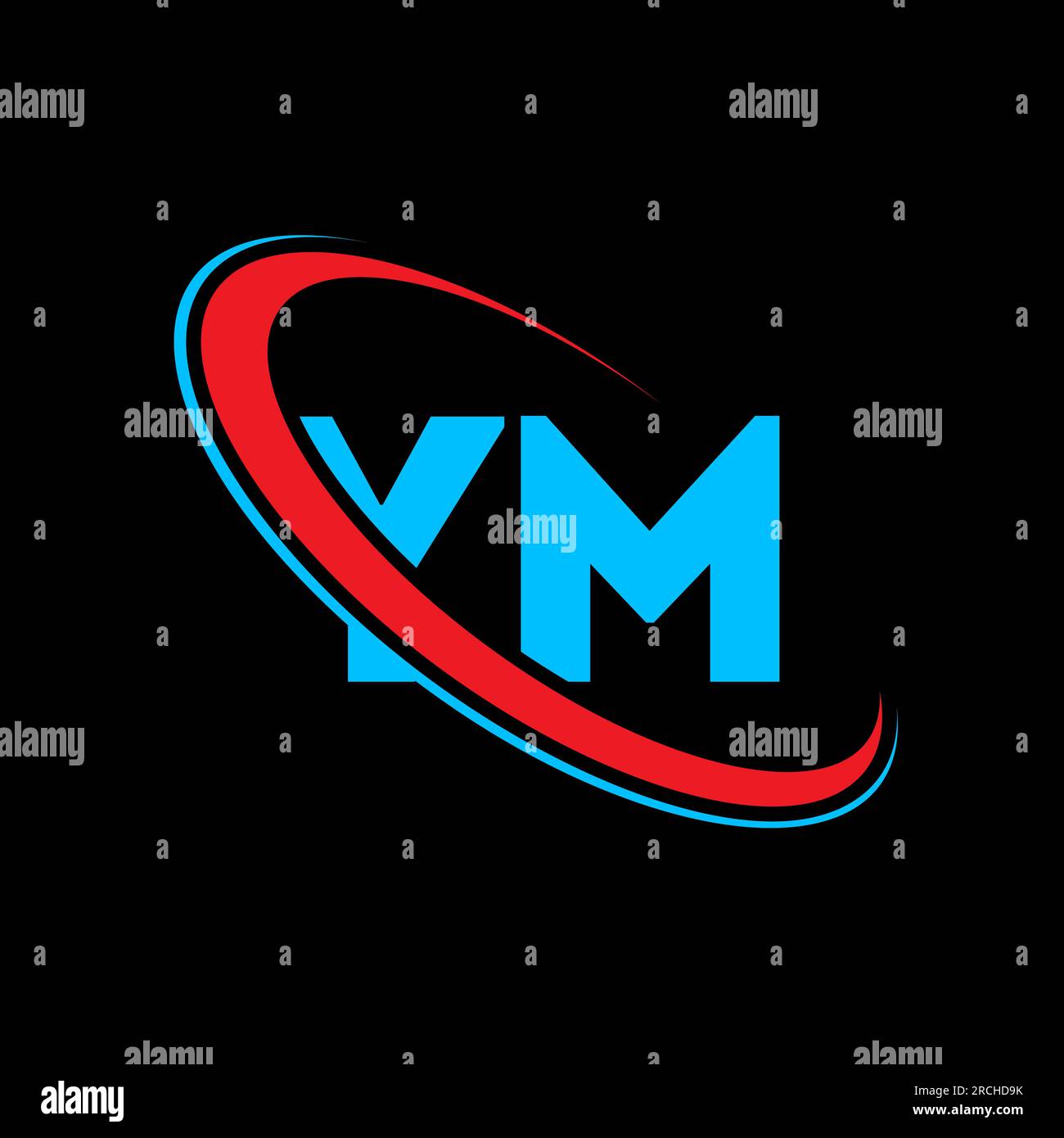 Logo YM Y M Letter. Lettera iniziale cerchio YM collegato monogramma maiuscolo rosso e blu. Logo YM, design Y M. ym, y m Illustrazione Vettoriale