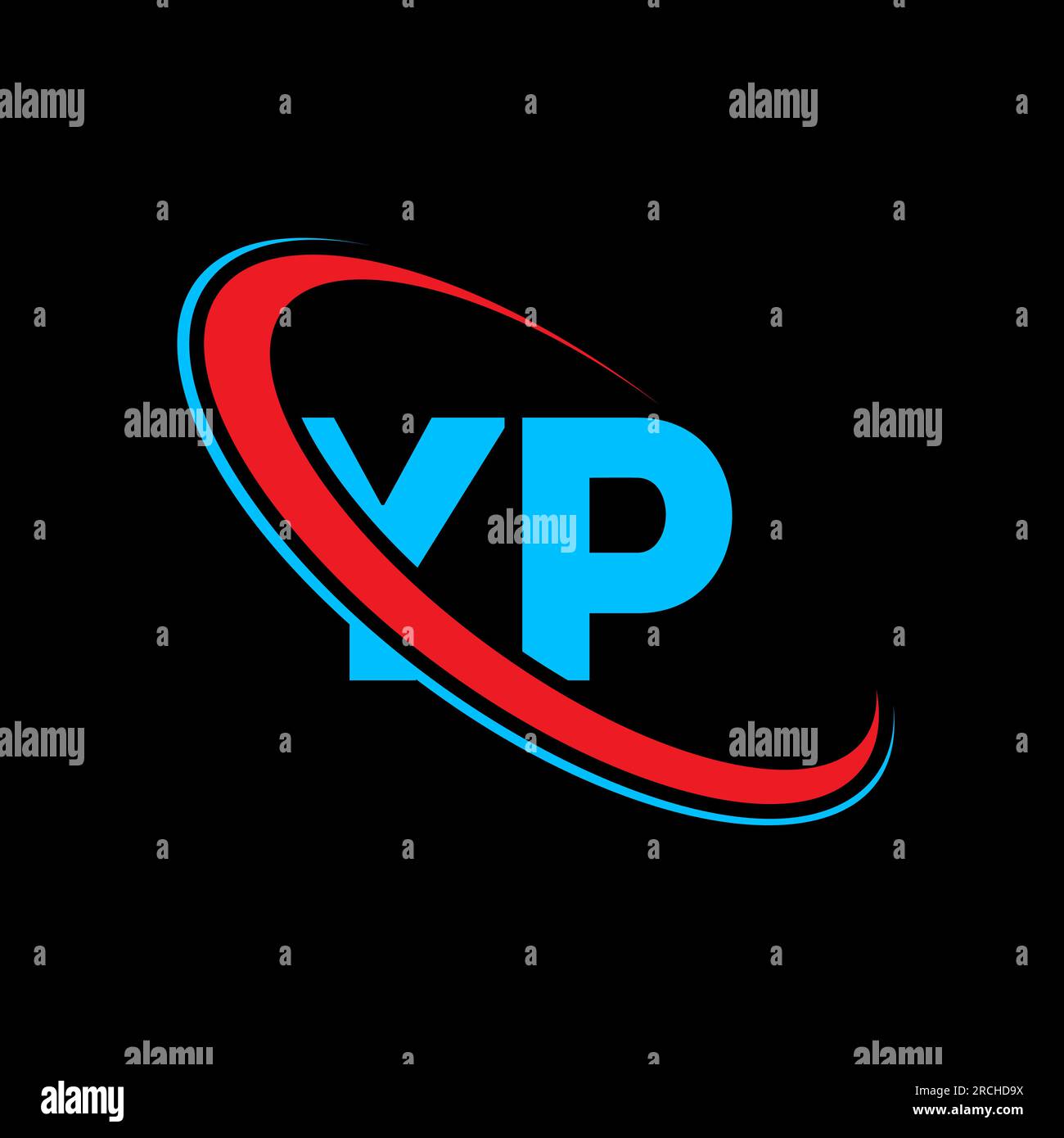 Logo YP Y P Letter. Lettera iniziale, cerchio collegato YP, monogramma maiuscolo, rosso e blu. Logo YP, design Y P. yp, y p Illustrazione Vettoriale