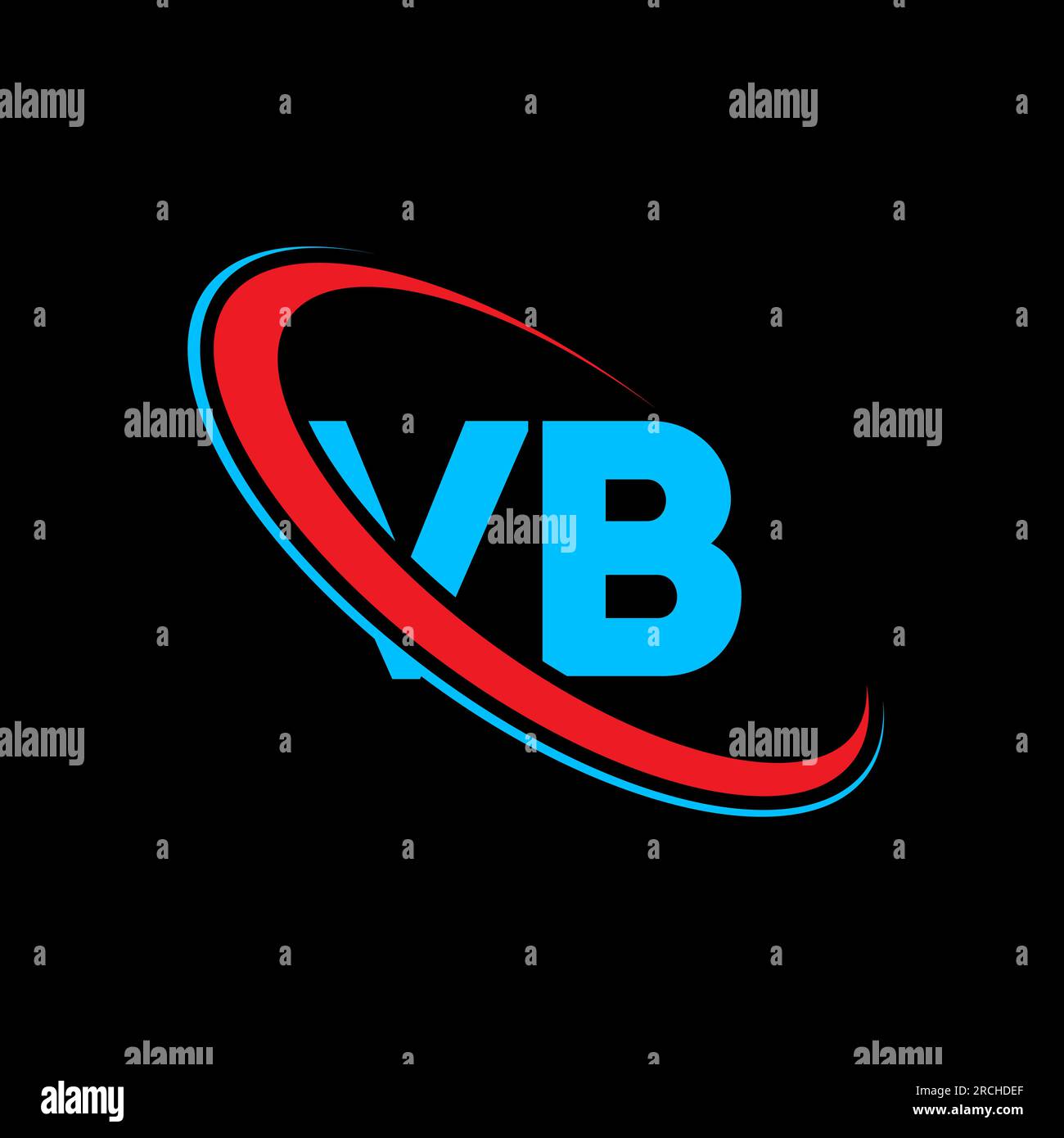 Logo VB V B Letter. Lettera iniziale VB con cerchio collegato monogramma maiuscolo rosso e blu. Logo VB, design V B. vb, v b Illustrazione Vettoriale