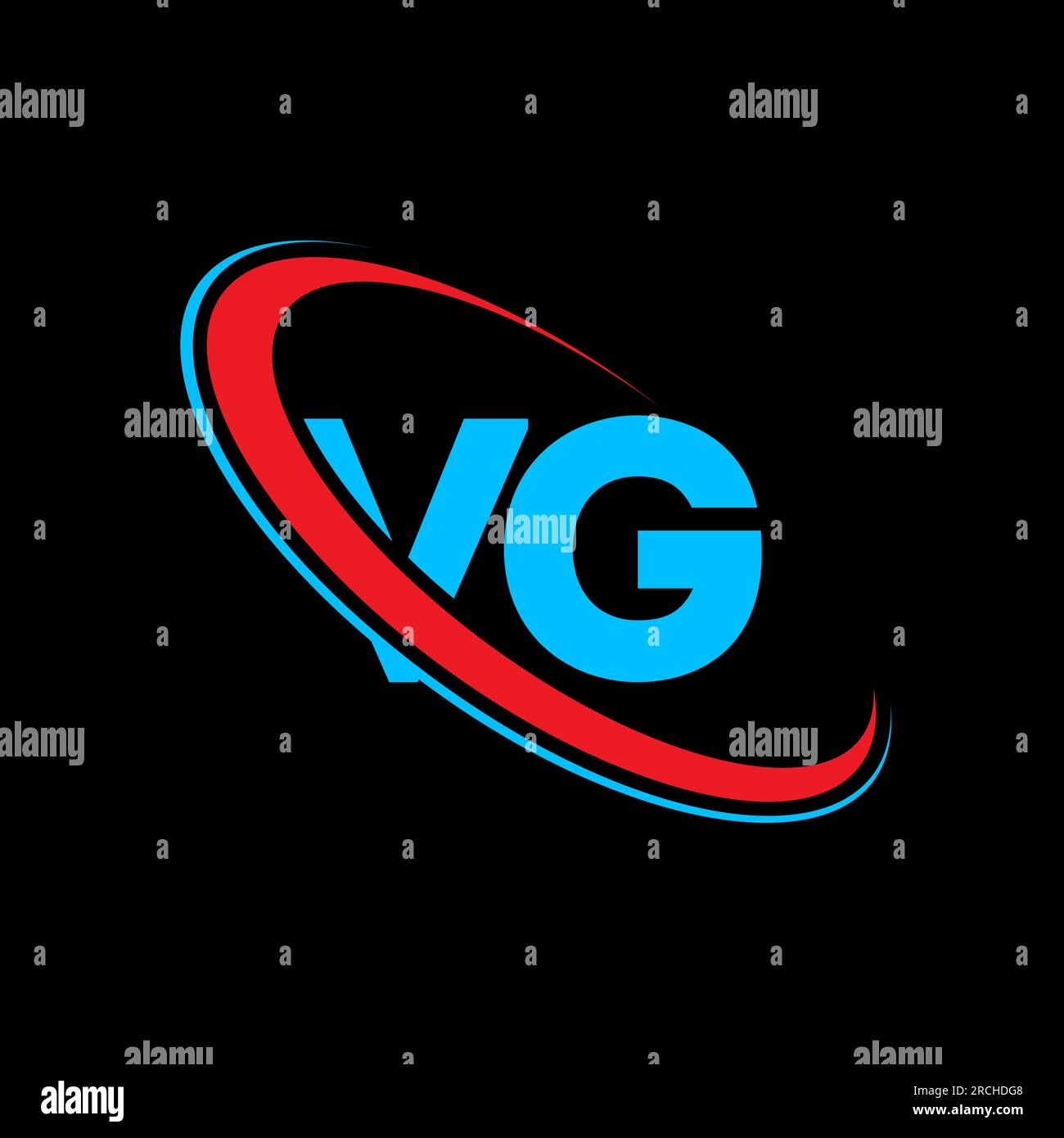 Logo VG V G Letter. Lettera iniziale VG, cerchio collegato, monogramma maiuscolo, rosso e blu. Logo VG, design V G. vg, v g Illustrazione Vettoriale