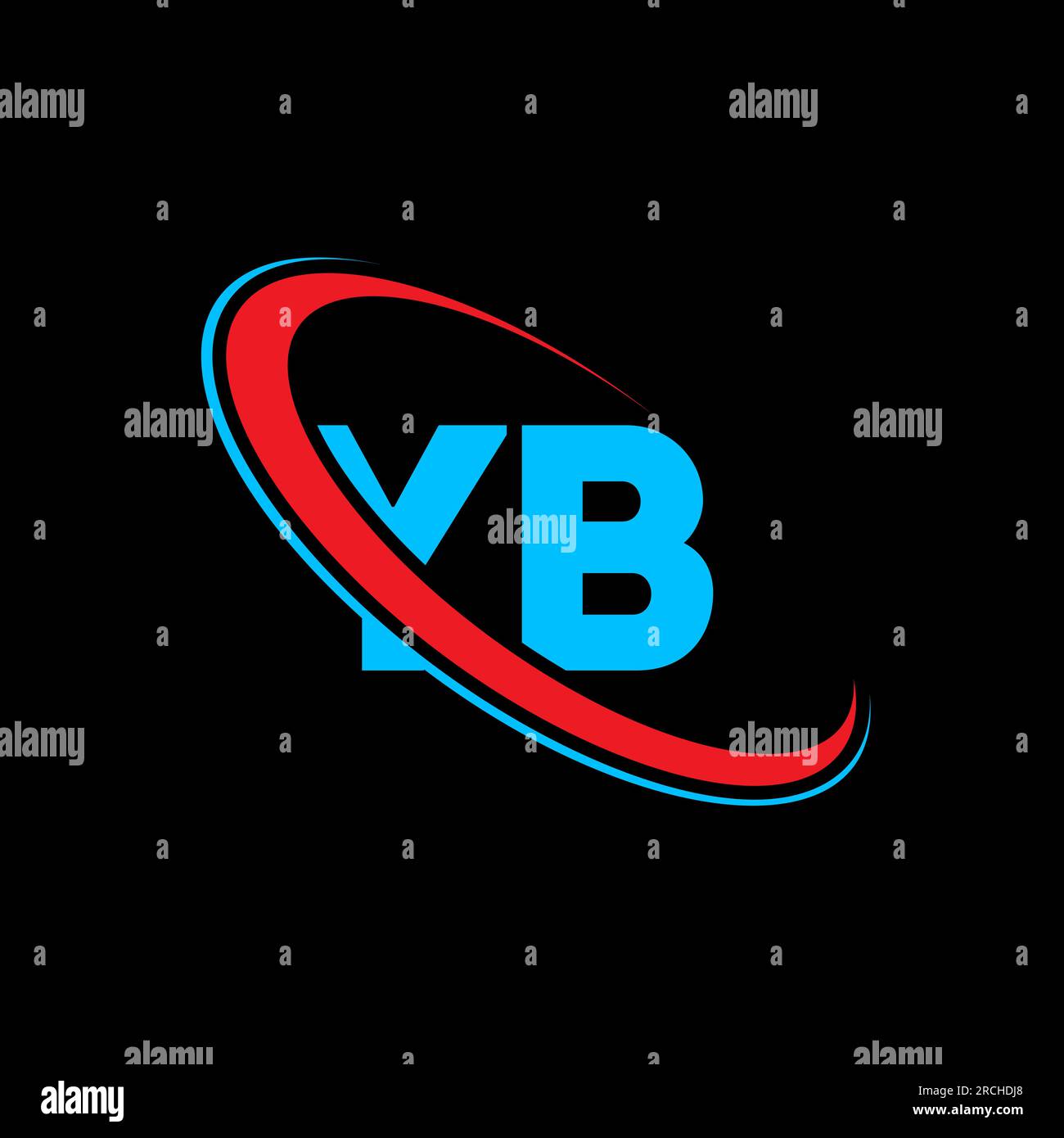 Logo YB Y B Letter. Lettera iniziale YB, cerchio collegato, monogramma maiuscolo, rosso e blu. Logo YB, design Y B. yb, y b Illustrazione Vettoriale