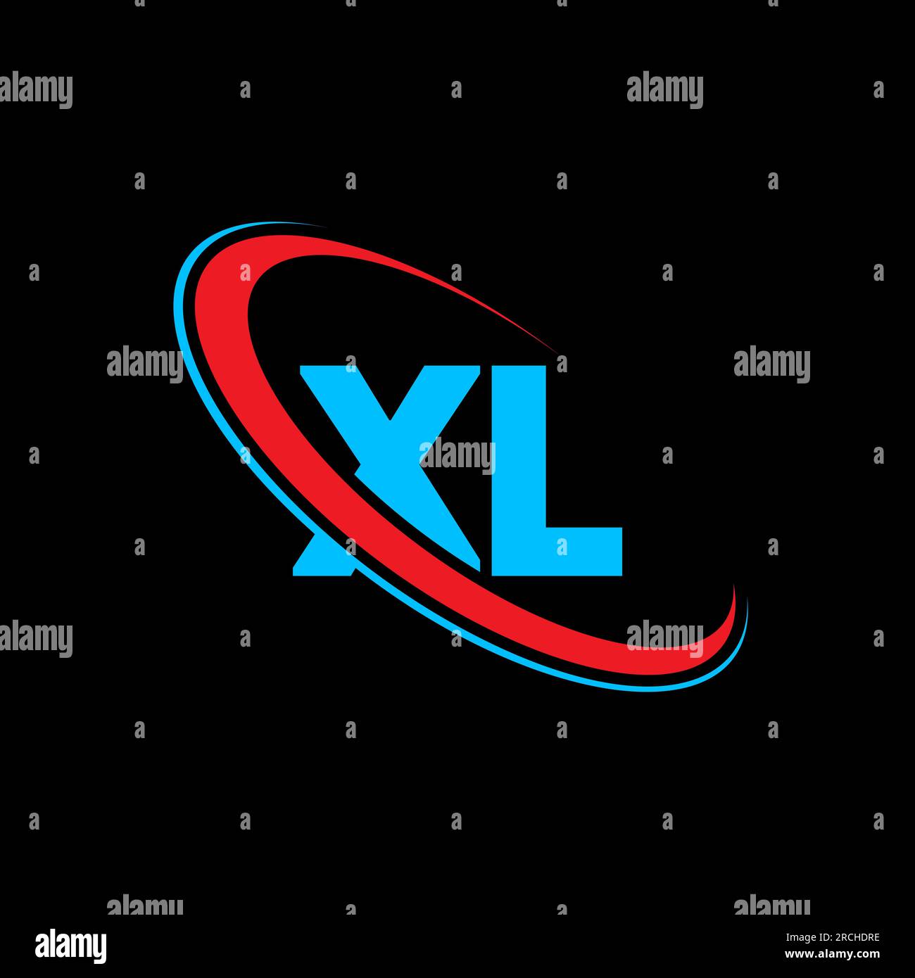 Logo XL X L Letter. Lettera iniziale XL cerchio collegato monogramma maiuscolo rosso e blu. Logo XL, design X L. xl, x l Illustrazione Vettoriale