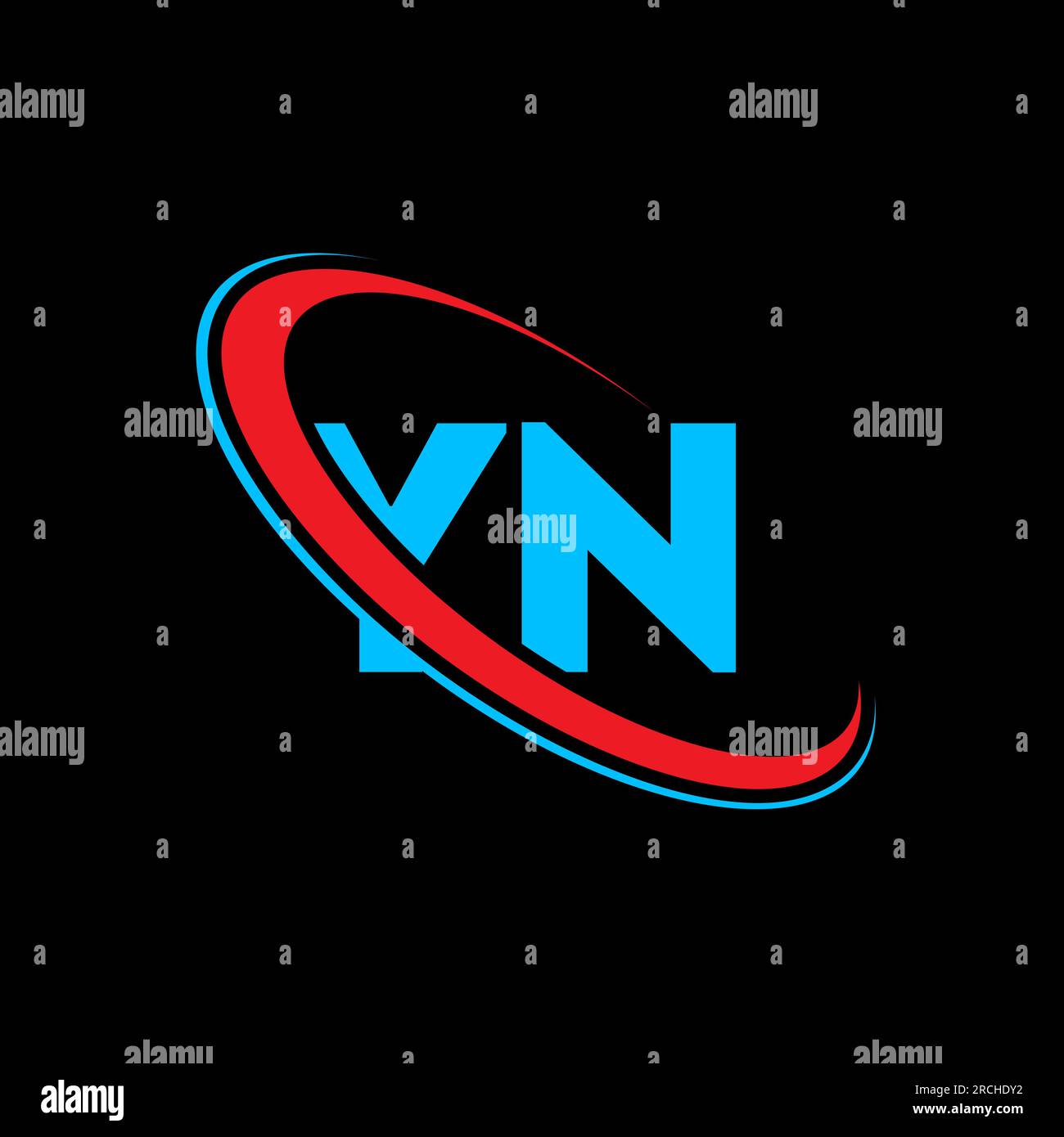 Logo YIN Y N Letter. Lettera iniziale YN cerchio collegato monogramma maiuscolo rosso e blu. Logo YIN, design Y N. yn, y n Illustrazione Vettoriale