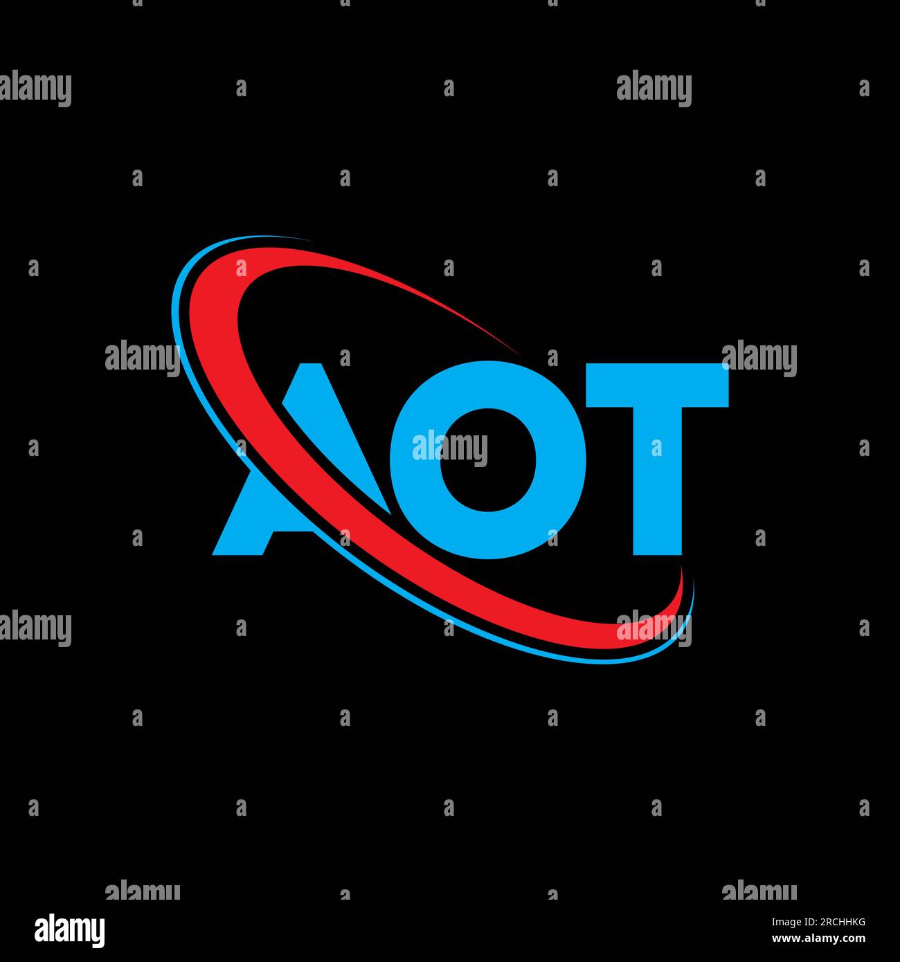 Logo AOT. Lettera AOT. Logo AOT Letter. Iniziali logo AOT associato a un cerchio e un monogramma maiuscolo. Tipografia AOT per tecnologia, attività commerciali Illustrazione Vettoriale