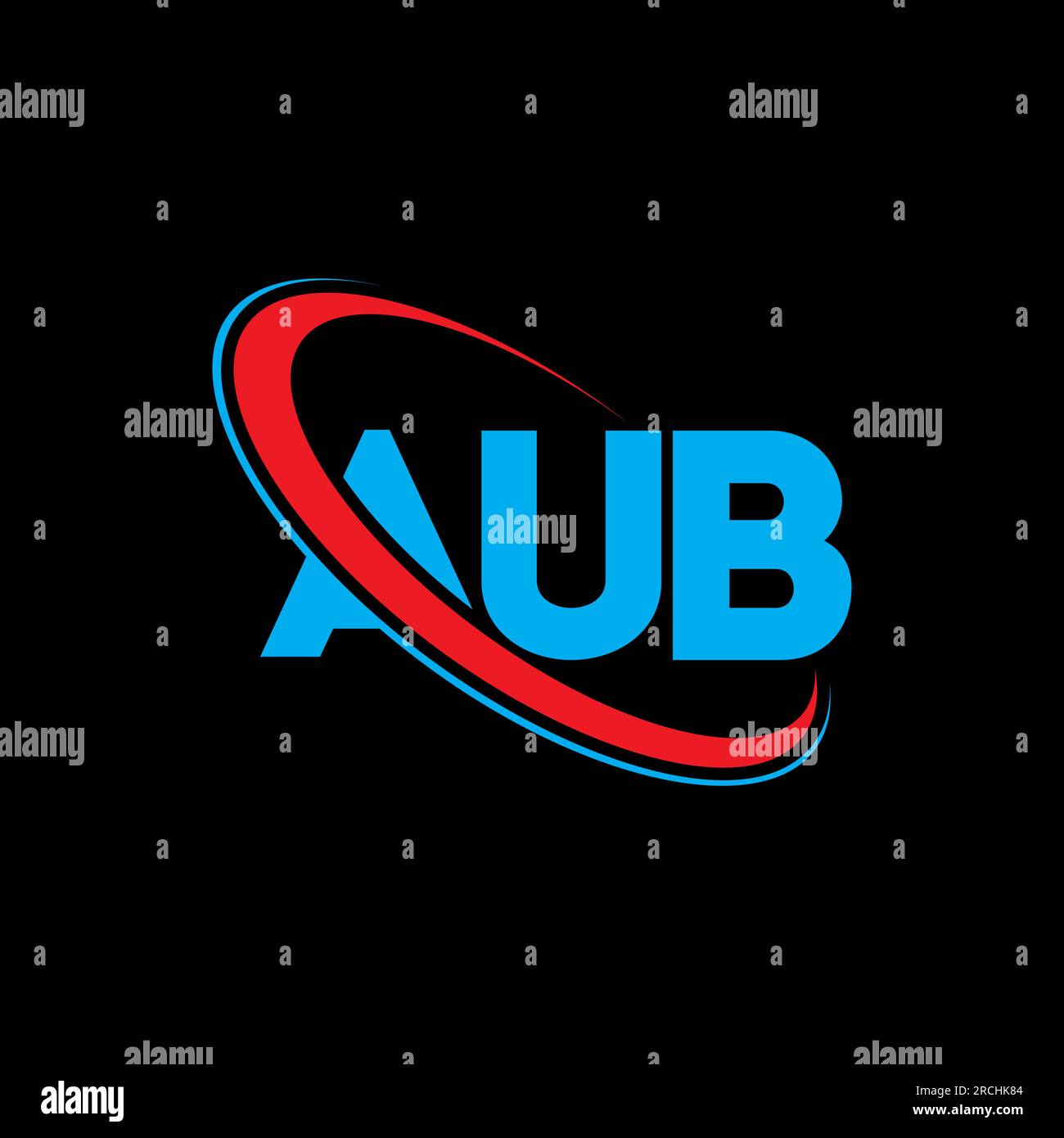 Logo AUB. Lettera AUB. Logo AUB Letter. Logo AUB iniziali associato a un cerchio e un monogramma maiuscolo. Tipografia AUB per tecnologia, attività commerciali Illustrazione Vettoriale