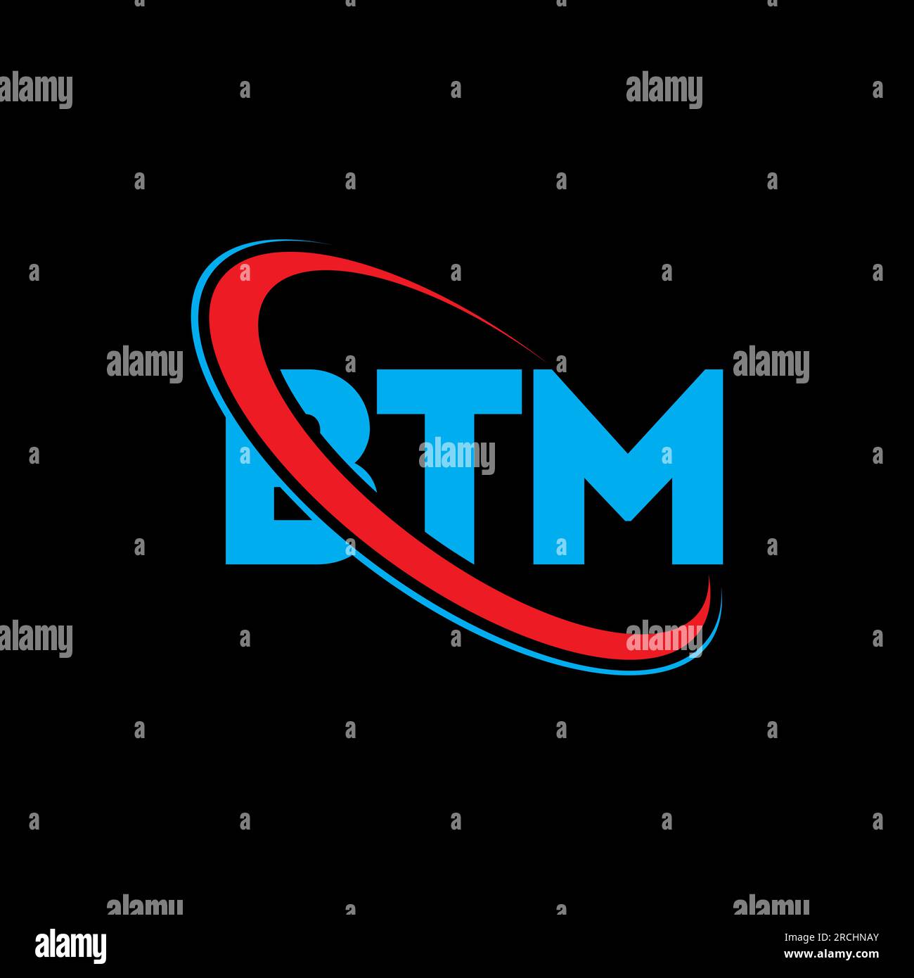 Logo BTM. Lettera BTM. Logo BTM Letter. Logo BTM iniziali associato a un cerchio e un monogramma maiuscolo. Tipografia BTM per tecnologia, attività commerciali Illustrazione Vettoriale