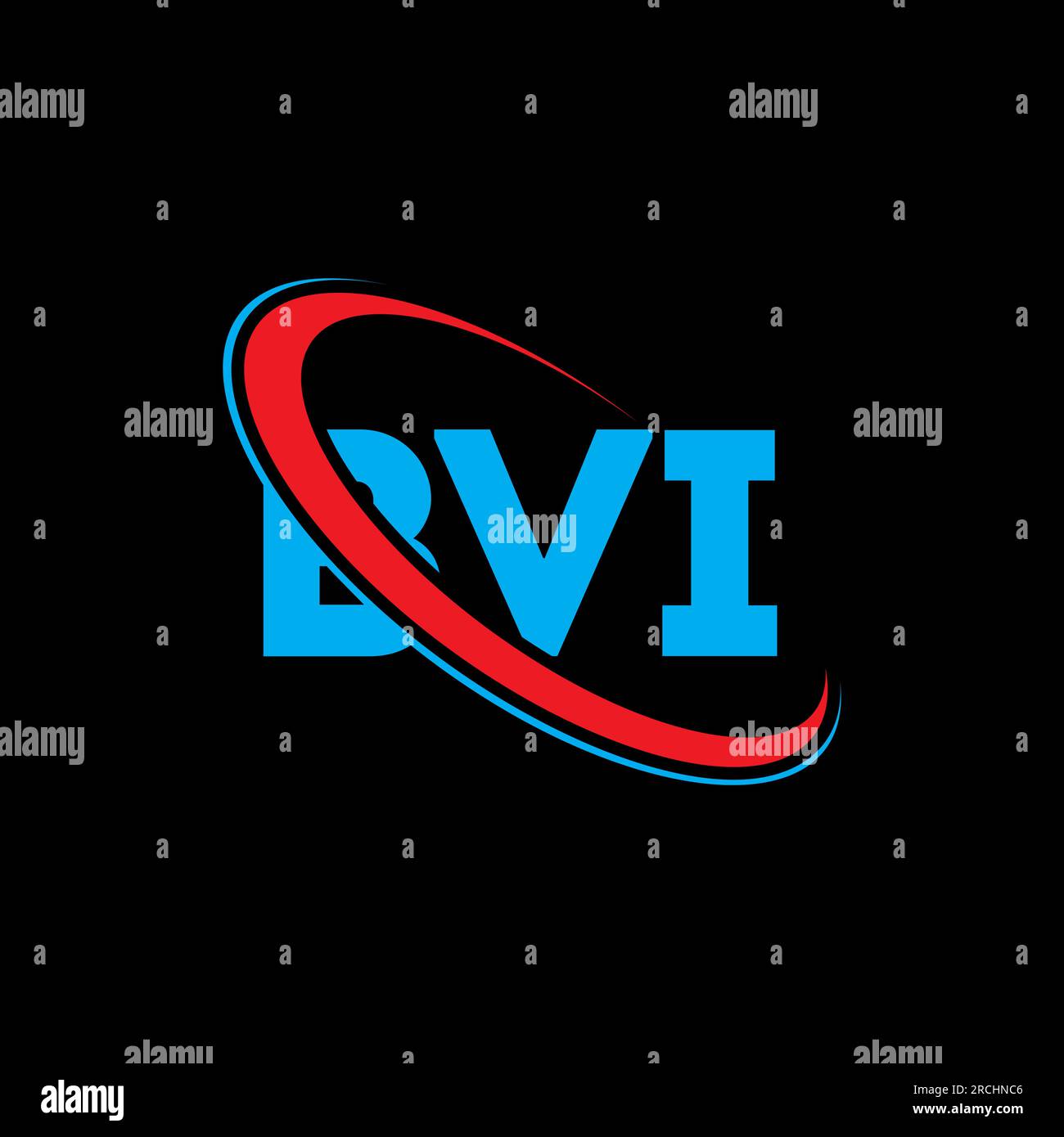 Logo BVI. Lettera BVI. Logo BVI Letter. Iniziali logo BVI associato a un logo con cerchio e monogramma maiuscolo. BVI tipografia per tecnologia, affari Illustrazione Vettoriale