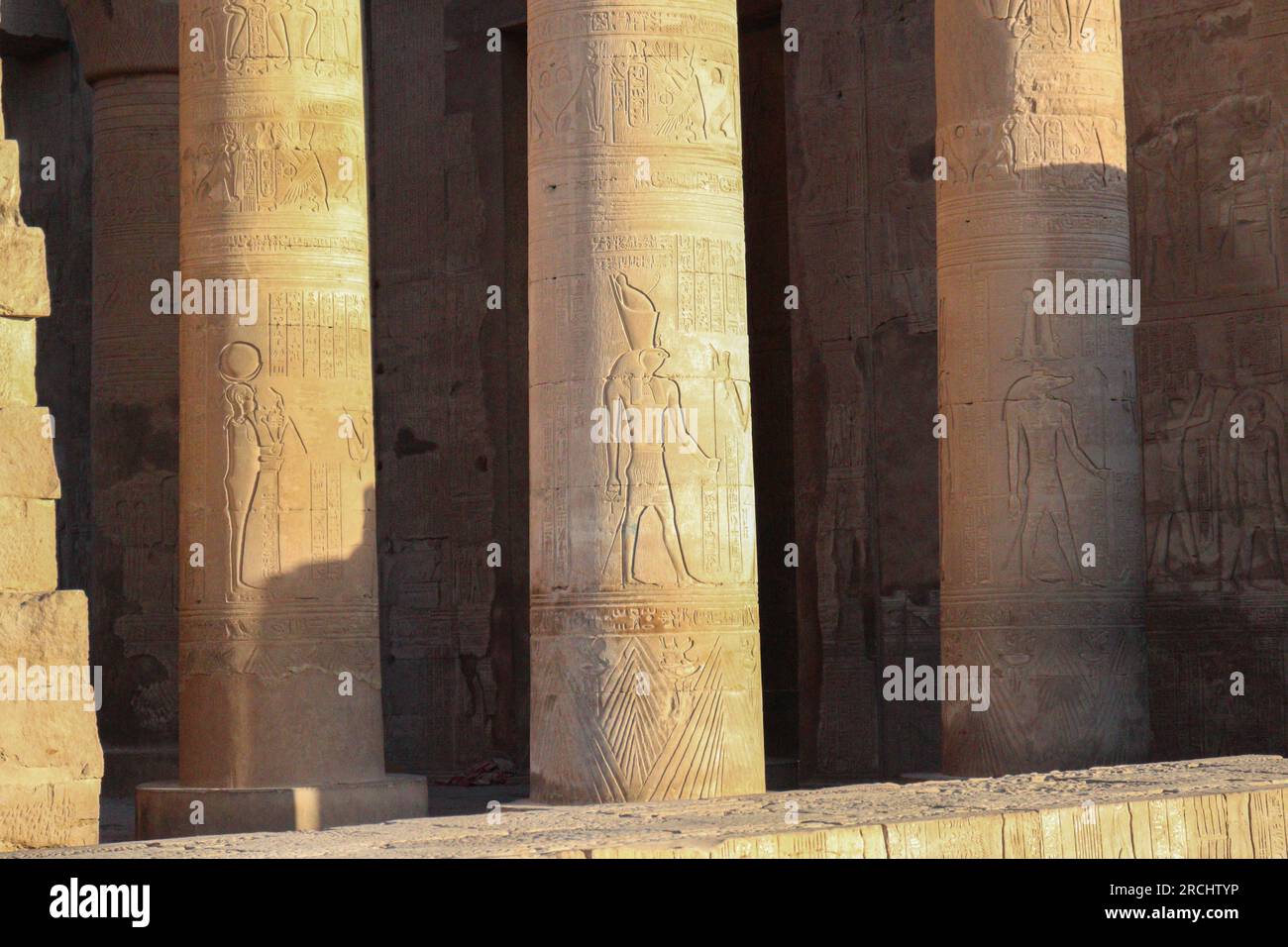 Antico tempio egizio di Kom Ombo (Sobek & Horus) ad Assuan, alto Egitto Foto Stock