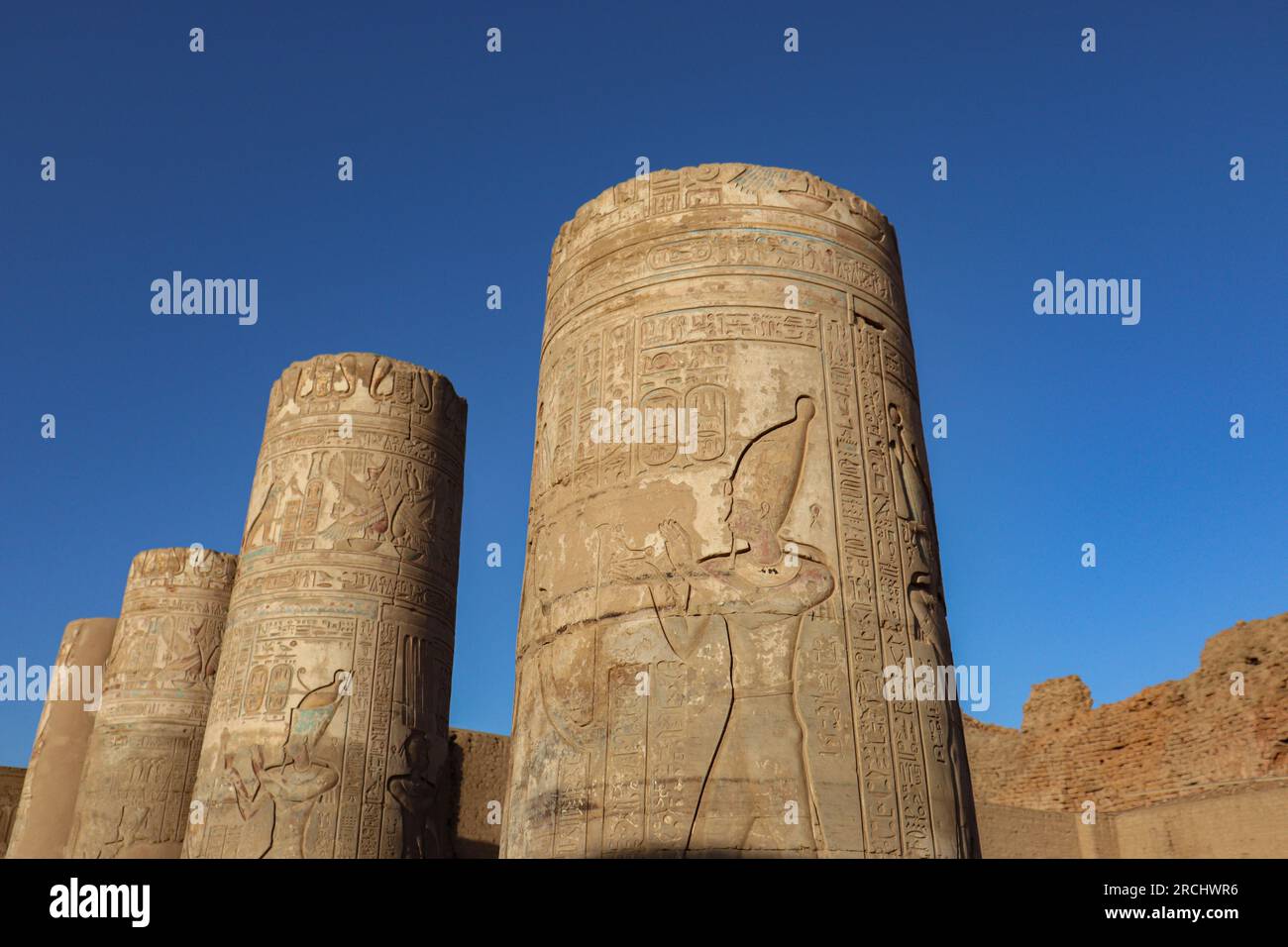 Antico tempio egizio di Kom Ombo (Sobek & Horus) ad Assuan, alto Egitto Foto Stock