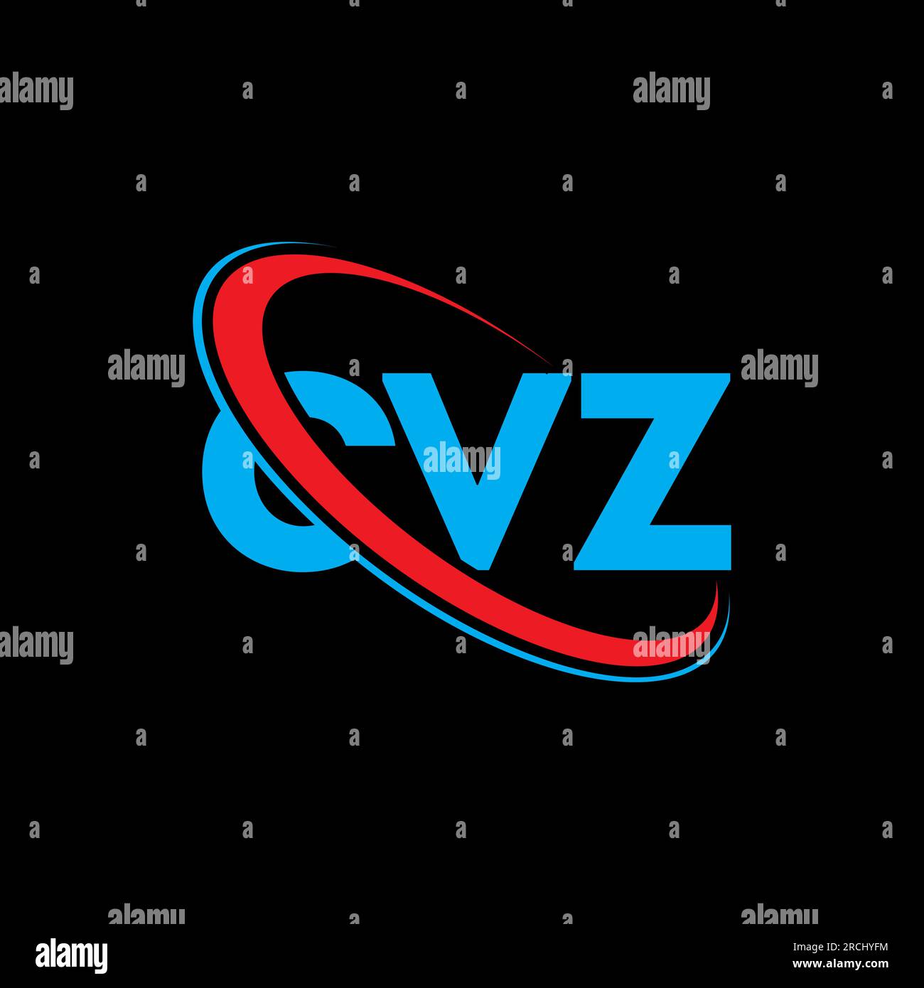 Logo CVZ. Lettera CVZ. Logo CVZ Letter. Iniziali logo CVZ associato a un logo con cerchio e monogramma maiuscolo. Tipografia CVZ per tecnologia, attività commerciali Illustrazione Vettoriale