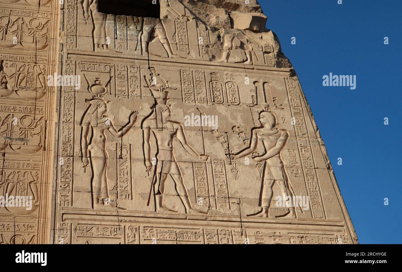 Antica storia egizia: Tempio di Kom Ombo, Assuan, Egitto Foto Stock