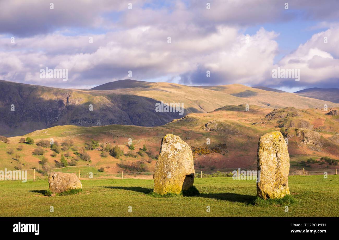 Castlerigg Stone Circle vicino a Keswick, nel distretto lacustre Cumbria, Inghilterra nord-occidentale Foto Stock