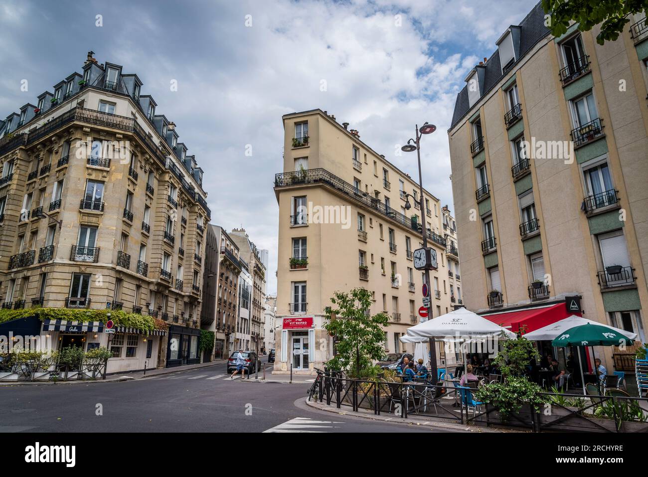 Place de Moro-Giafferi, 14° arrondissement, Parigi, Francia Foto Stock