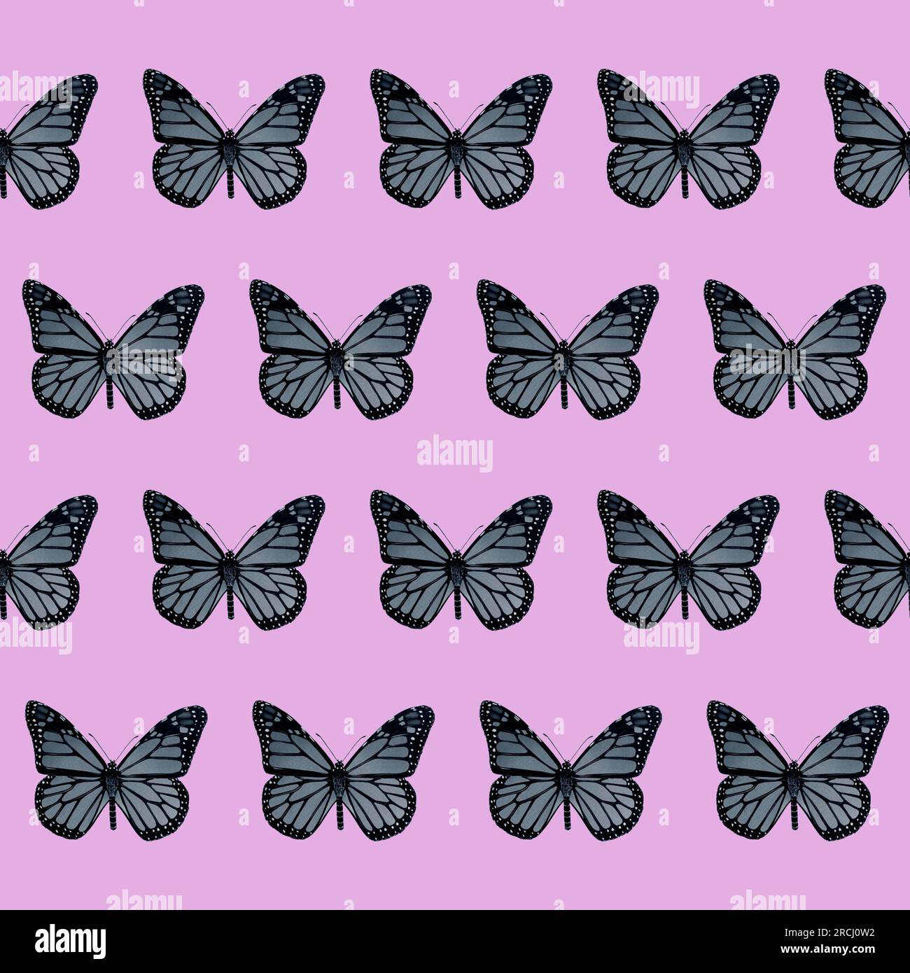 Sfondo senza cuciture, farfalle colorate per carta decorativa. Illustrazione astratta di insetti. Foto Stock
