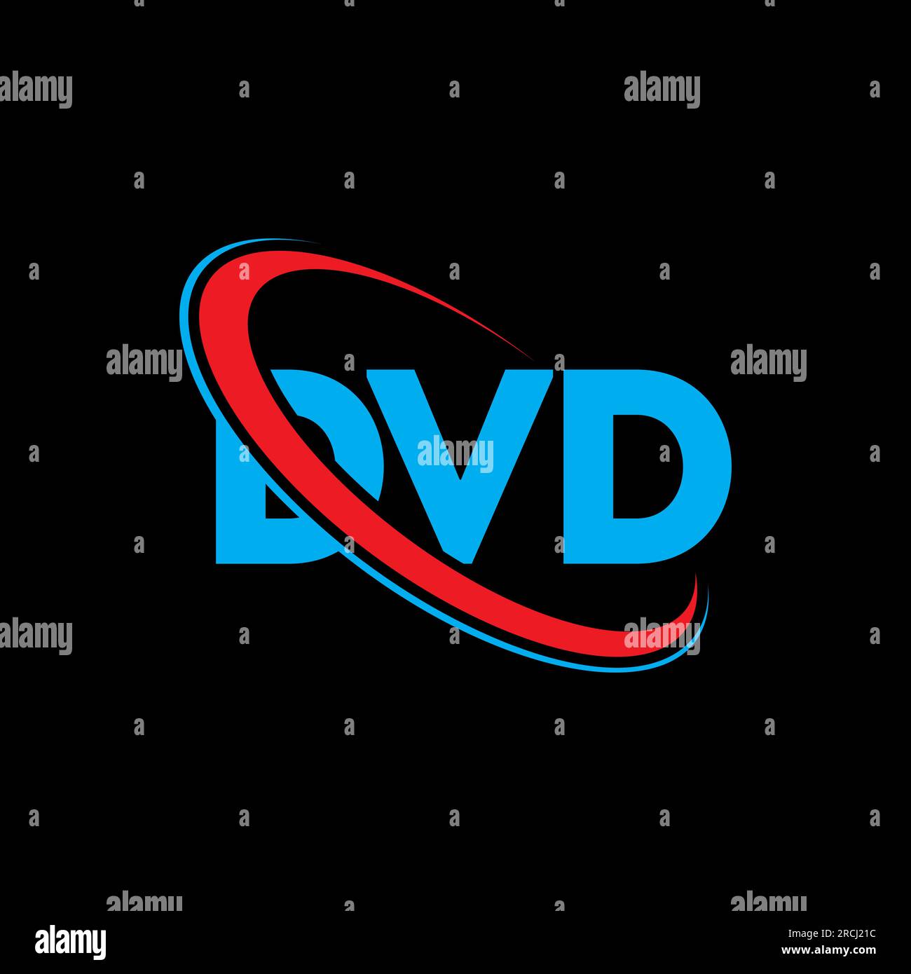 Logo DVD. Lettera DVD. Logo DVD Letter. Logo del DVD con il logo del cerchio e del monogramma maiuscolo. Tipografia DVD per tecnologia, attività commerciali Illustrazione Vettoriale