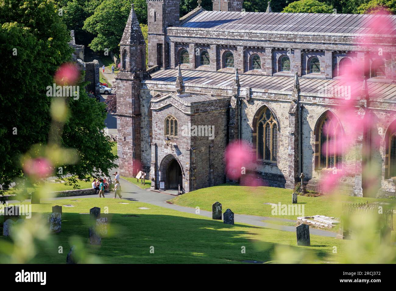 Sentiero che conduce alla Cattedrale di St Davids, St Davids, Pembrokeshire Foto Stock