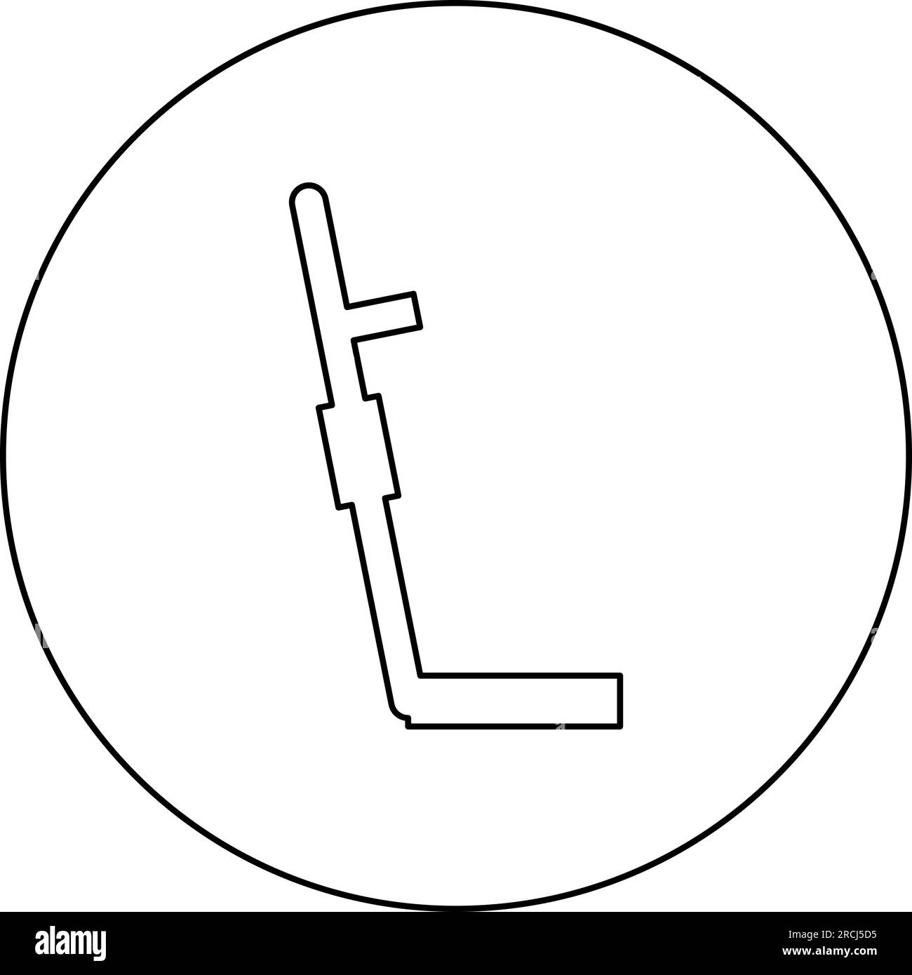 Icona del rilevatore di metalli in cerchio rotondo di colore nero illustrazione vettoriale immagine contorno linea contorno stile sottile semplice Illustrazione Vettoriale