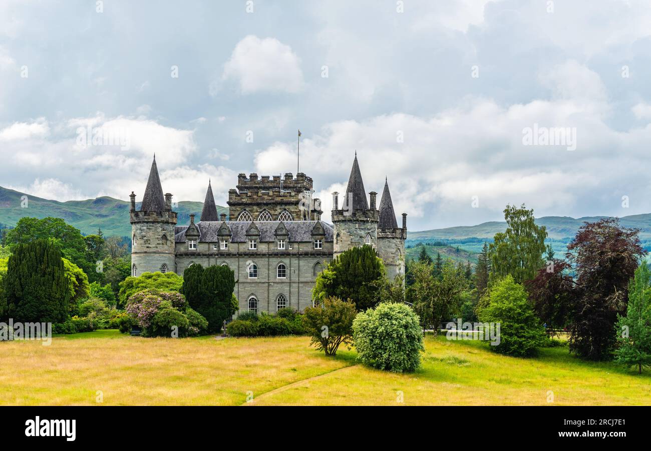 Castello di Inveraray, Clan Campbell, Loch Fyne, Argyll, Scozia, REGNO UNITO Foto Stock