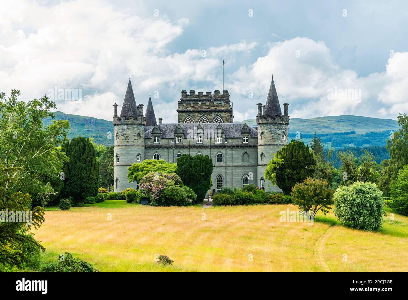 Castello di Inveraray, Clan Campbell, Loch Fyne, Argyll, Scozia, REGNO UNITO Foto Stock