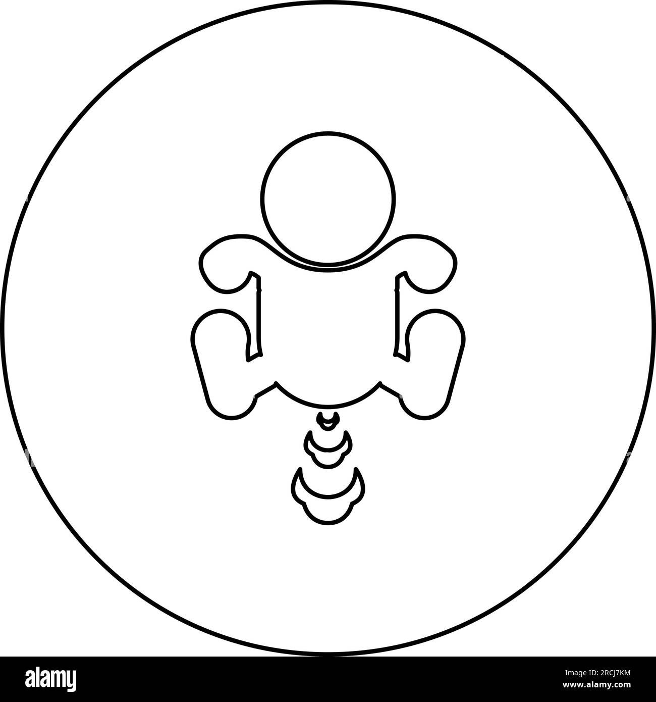 Il bambino fa scorrere l'icona del gonfiore in cerchio rotondo di colore nero illustrazione vettoriale contorno immagine linea di contorno linea di contorno stile sottile semplice Illustrazione Vettoriale