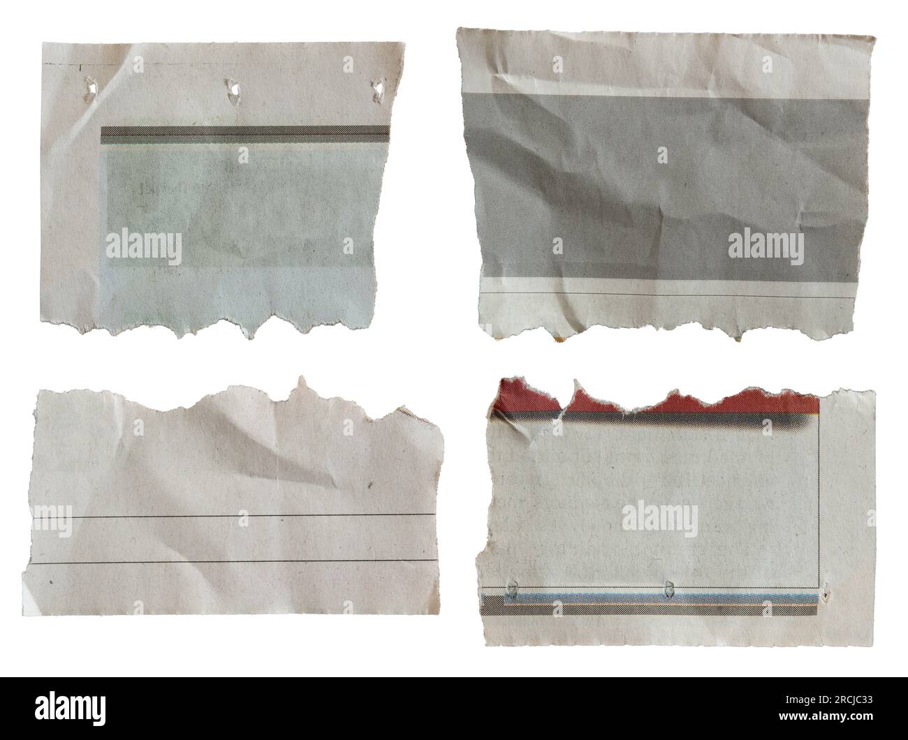 Carta strappata per giornali da utilizzare come sfondo di testo su sfondo bianco con tracciato di ritaglio Foto Stock
