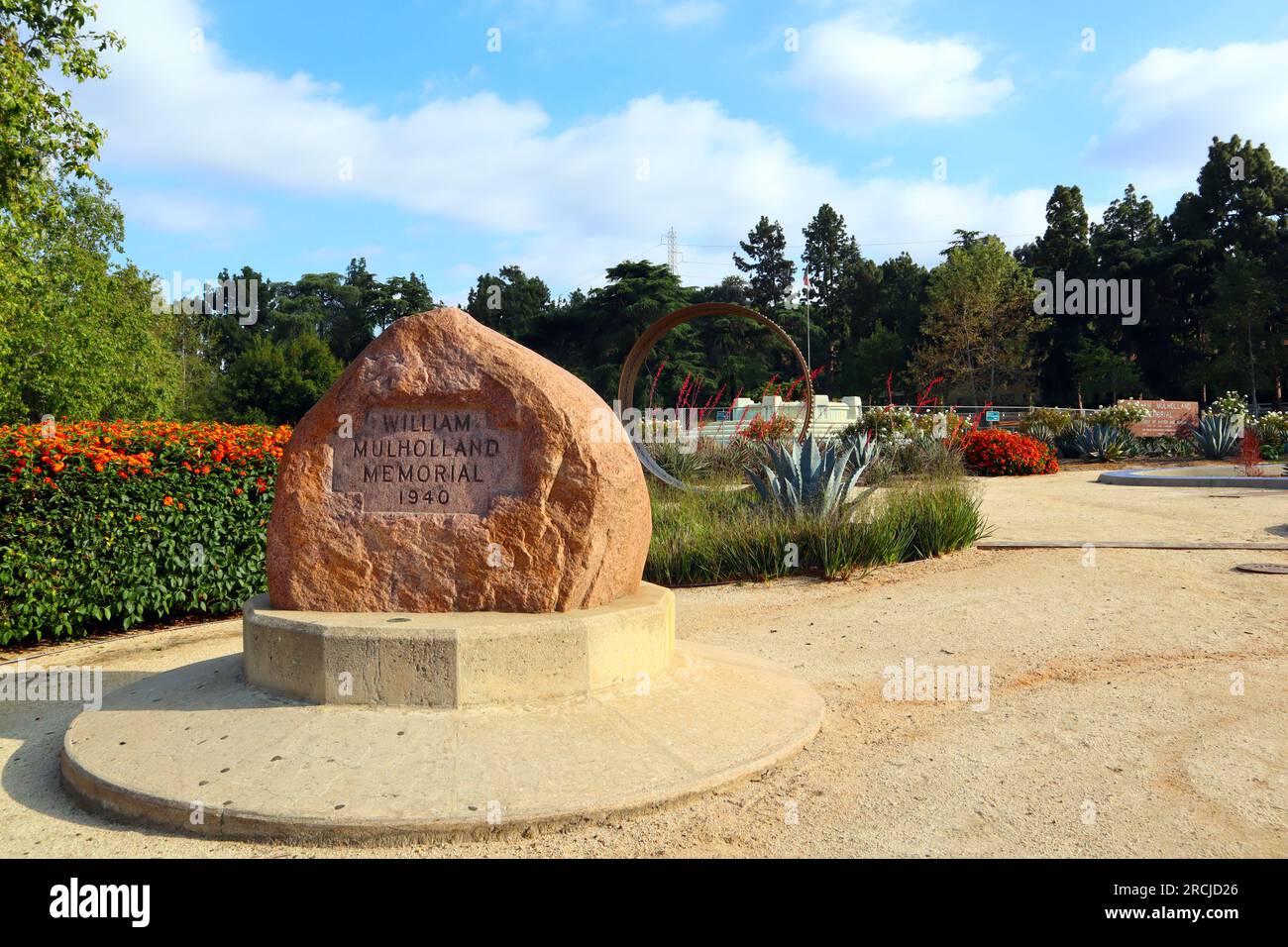 Los Angeles, California: William Mulholland Memorial situato a Riverside Dr e Los Feliz Blvd, Los Angeles Foto Stock