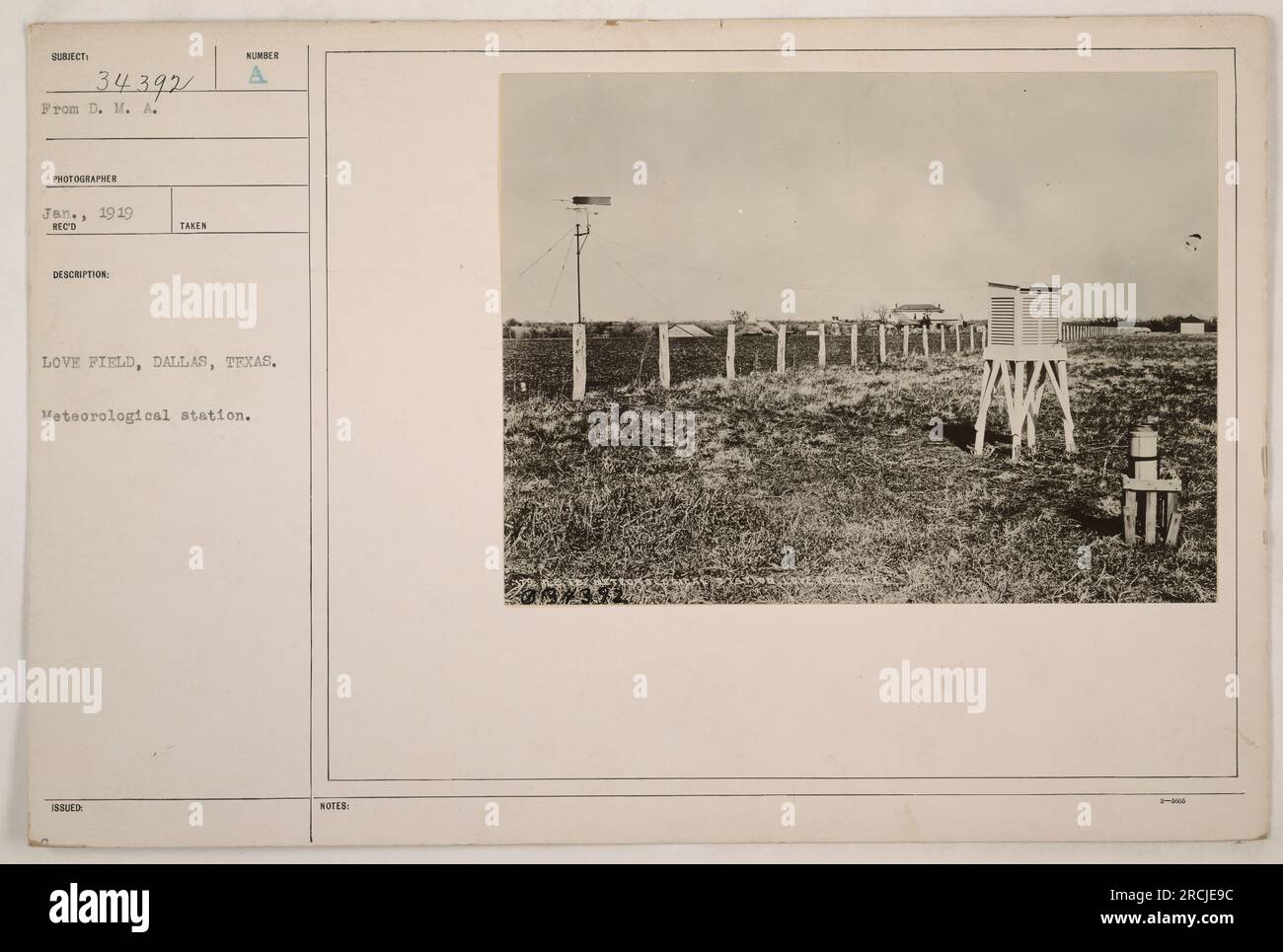 Membri di una stazione meteorologica a Love Field, Dallas, Texas durante la prima guerra mondiale La foto è stata scattata nel gennaio 1919. Foto Stock