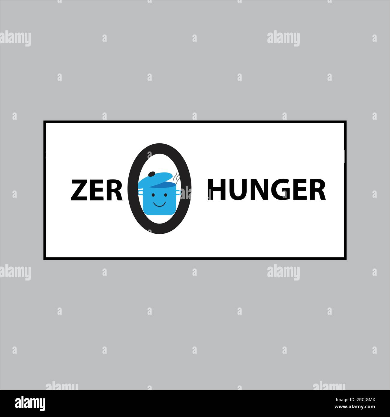 Testo Zero Hunger con simbolo di un piatto sorridente Illustrazione Vettoriale