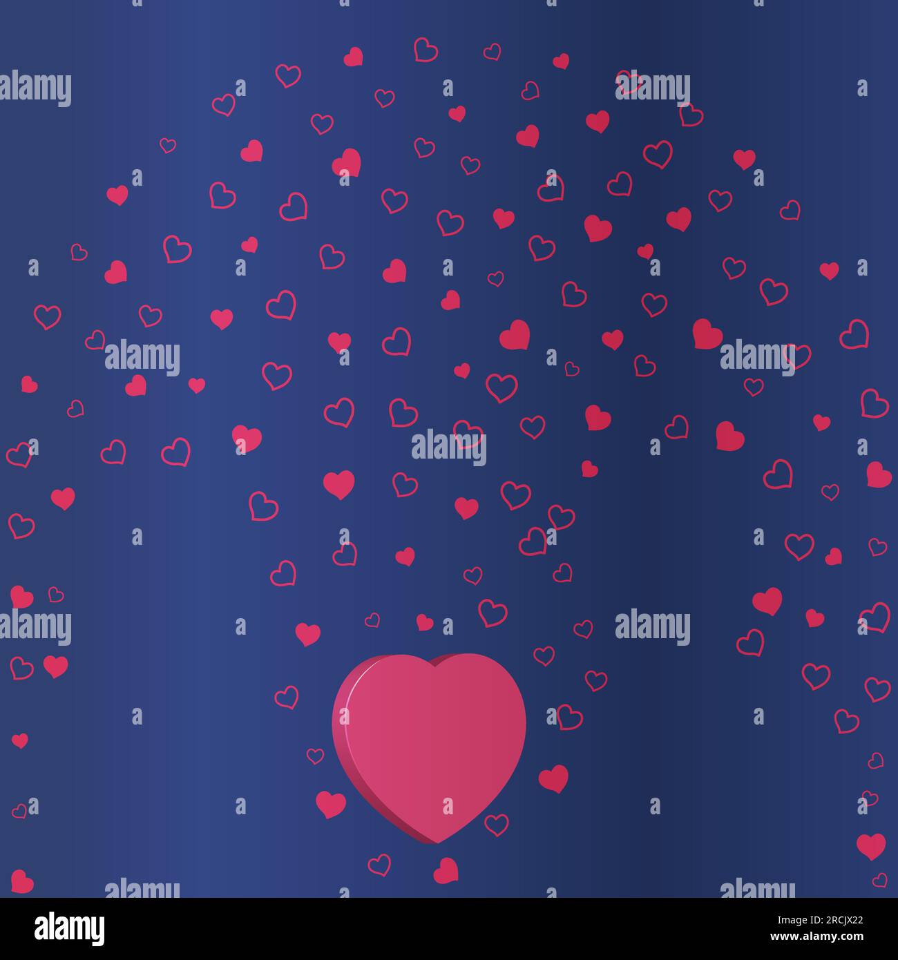 Cuori arco e persone silhouette sfondo festivo illustrazione vettoriale isolata su sfondo blu Illustrazione Vettoriale