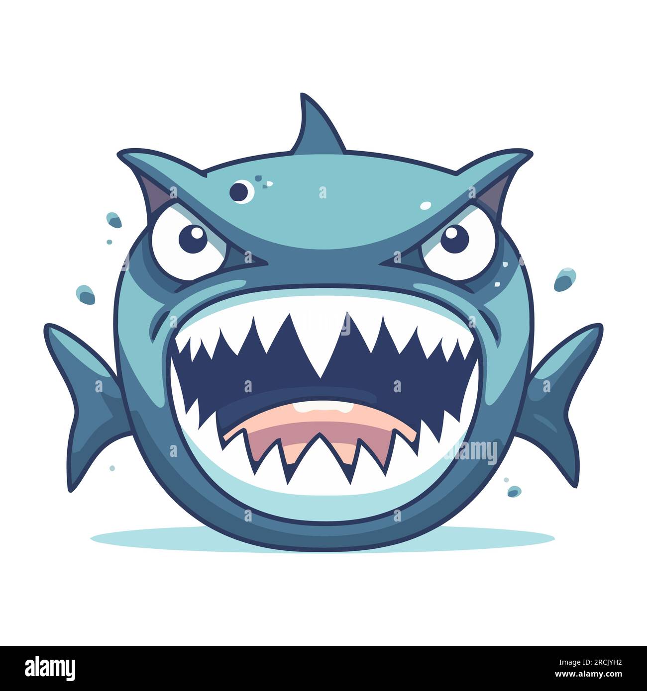 Icona del logo Angry Blue SHARK. Immagine di squalo arrabbiato isolato su bianco. Illustrazione vettoriale. Illustrazione Vettoriale