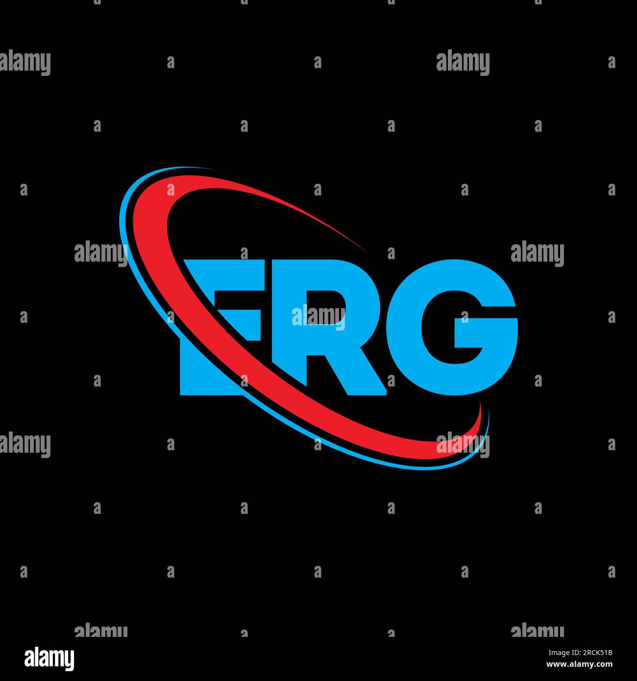 Logo ERG. Lettera ERG. Logo ERG Letter. Iniziali logo ERG associato a un logo circolare e un monogramma maiuscolo. ERG tipografia per tecnologia, affari Illustrazione Vettoriale