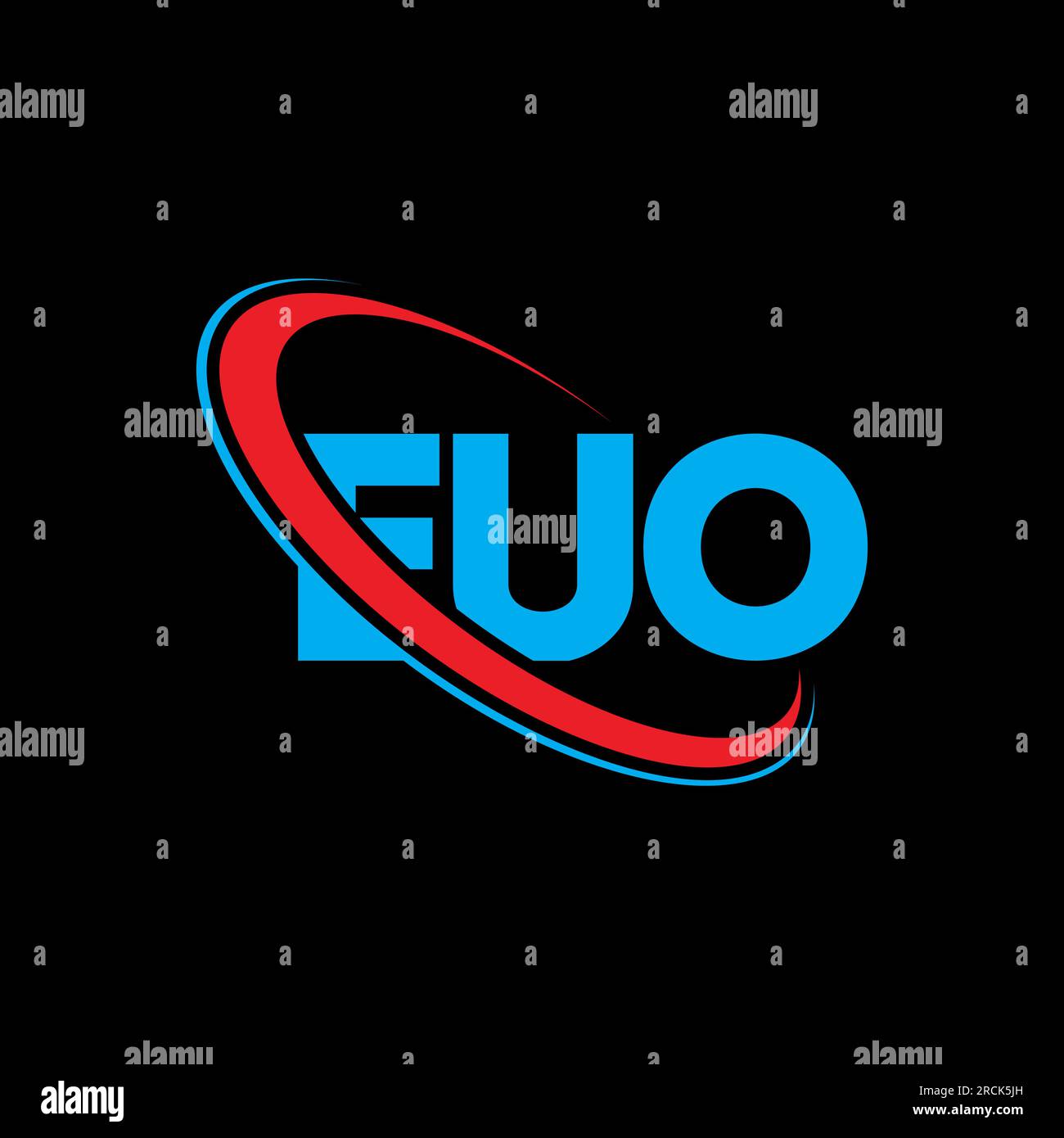 Logo EUO. Lettera EUO. Logo EUO Letter. Iniziali logo EUO con cerchio e monogramma maiuscolo. Tipografia EUO per la tecnologia, le imprese Illustrazione Vettoriale