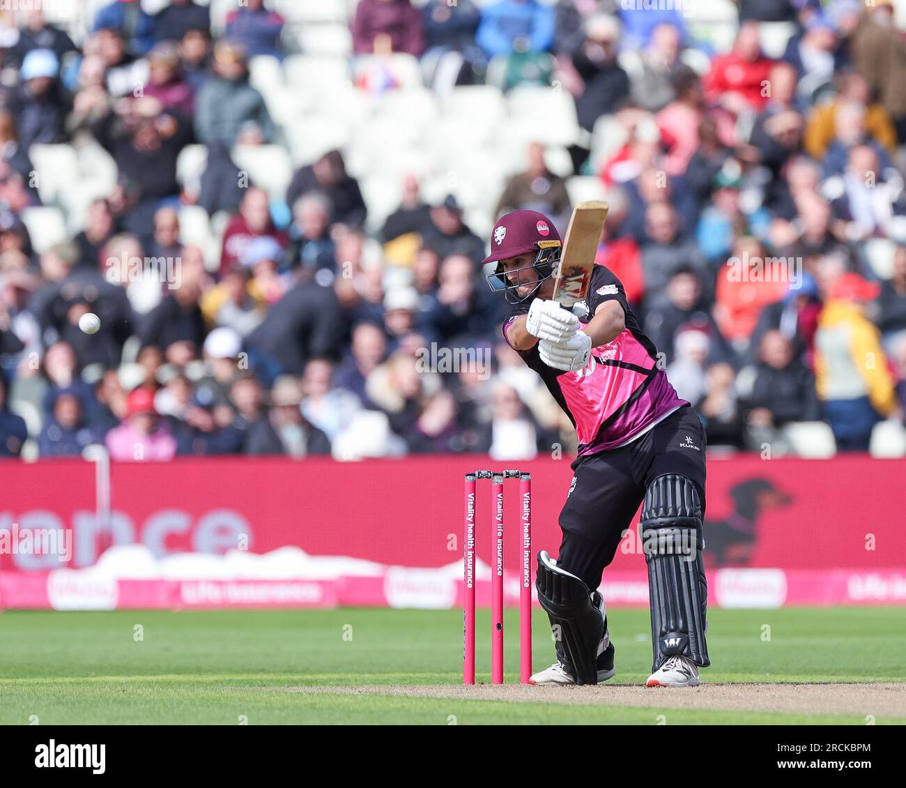 Preso a Birmingham, Regno Unito, il 15 luglio 2023 al Warwickshire County Cricket Club di Edgbaston. Nella foto è Sean Dickson di Somerset in azione durante la Vitality Blast semi Final del 2023 tra Somerset e Surrey Image è solo per uso editoriale - credito a Stu Leggett tramite Alamy Live News Foto Stock