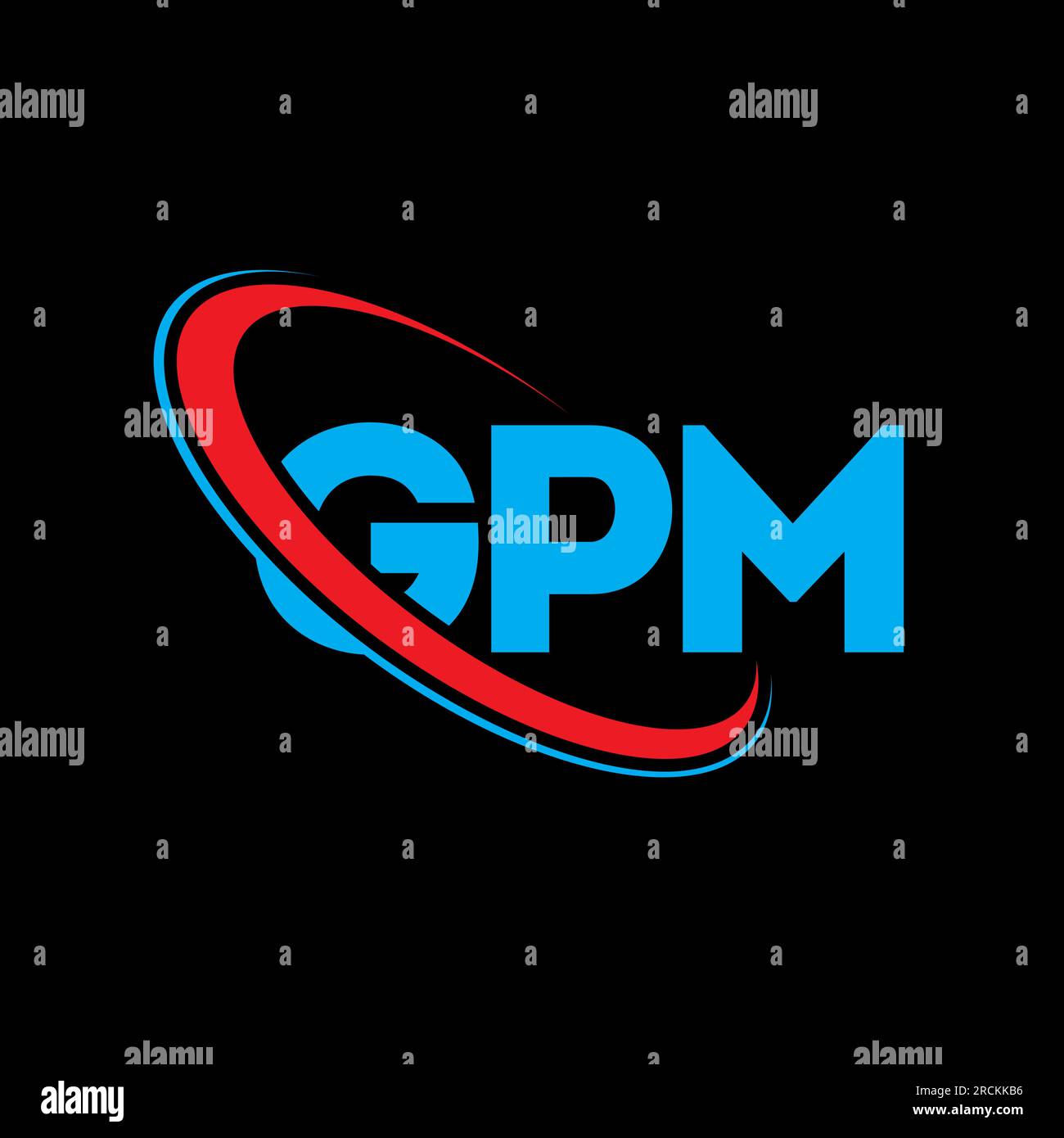 Logo GPM. Lettera GPM. Logo GPM Letter. Iniziali logo GPM collegato con cerchio e logo monogramma maiuscolo. GPM tipografia per tecnologia, attività commerciali Illustrazione Vettoriale
