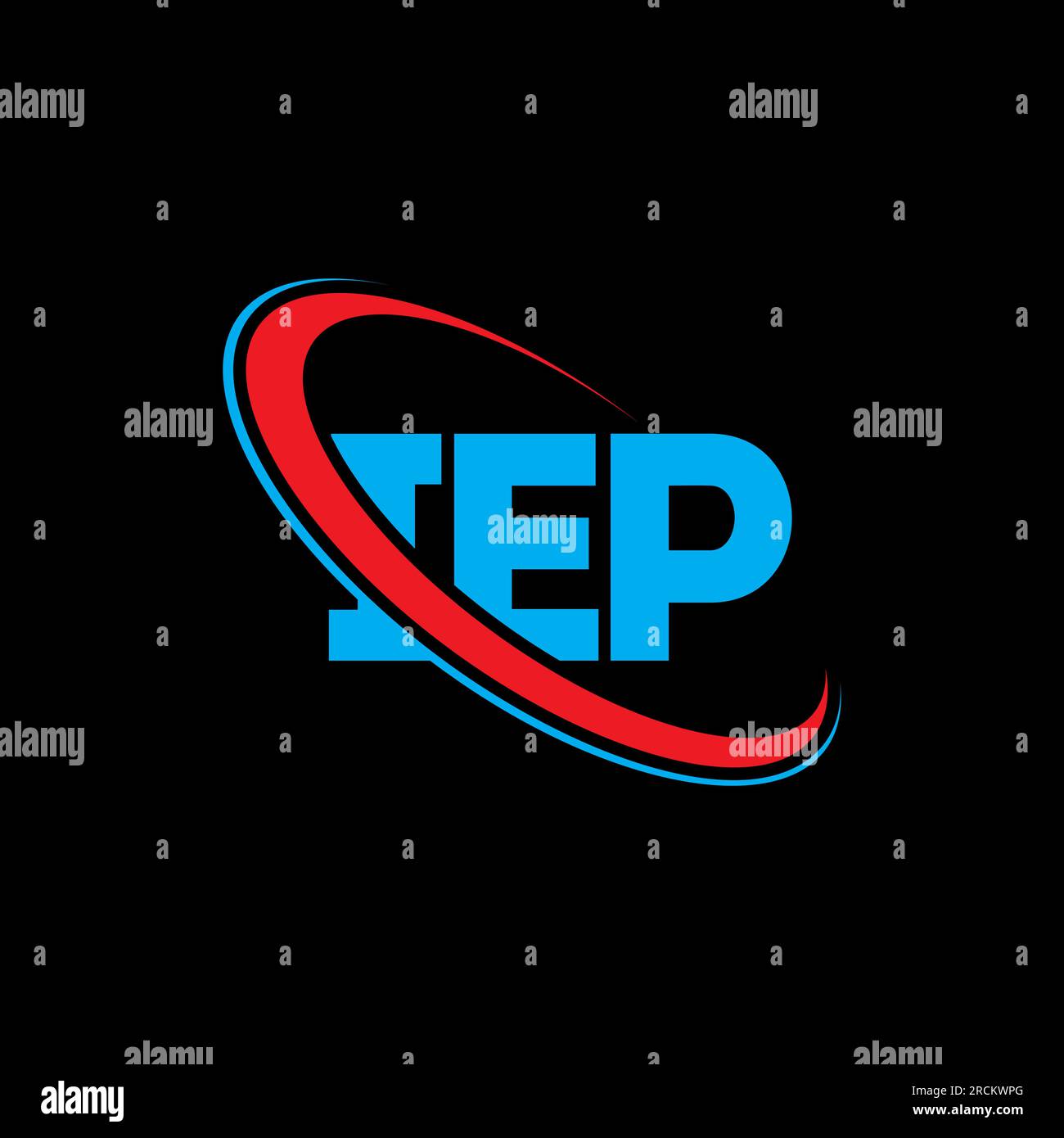 Logo IEP. Lettera IEP. Logo IEP Letter. Iniziali logo IEP collegato con cerchio e logo monogramma maiuscolo. Tipografia IEP per la tecnologia, le aziende Illustrazione Vettoriale