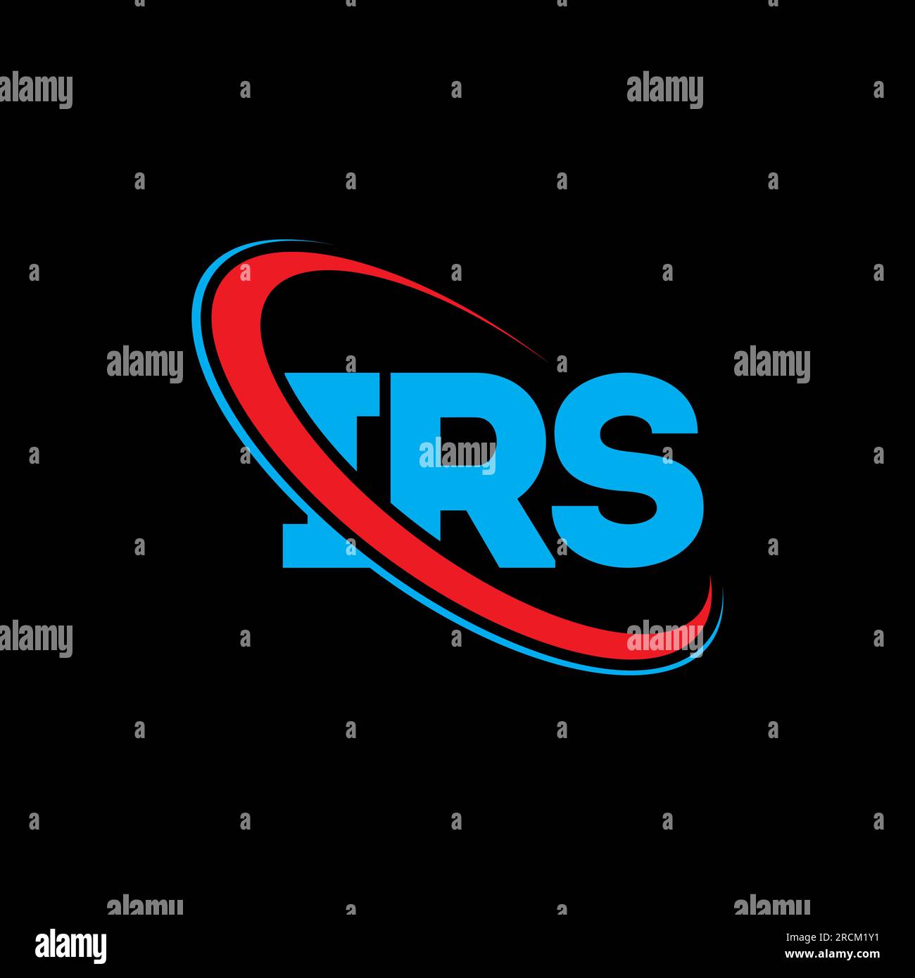 Logo IRS. Lettera IRS. Logo IRS Letter. Iniziali logo IRS associato a un cerchio e un monogramma maiuscolo. Tipografia IRS per tecnologia, attività commerciali Illustrazione Vettoriale