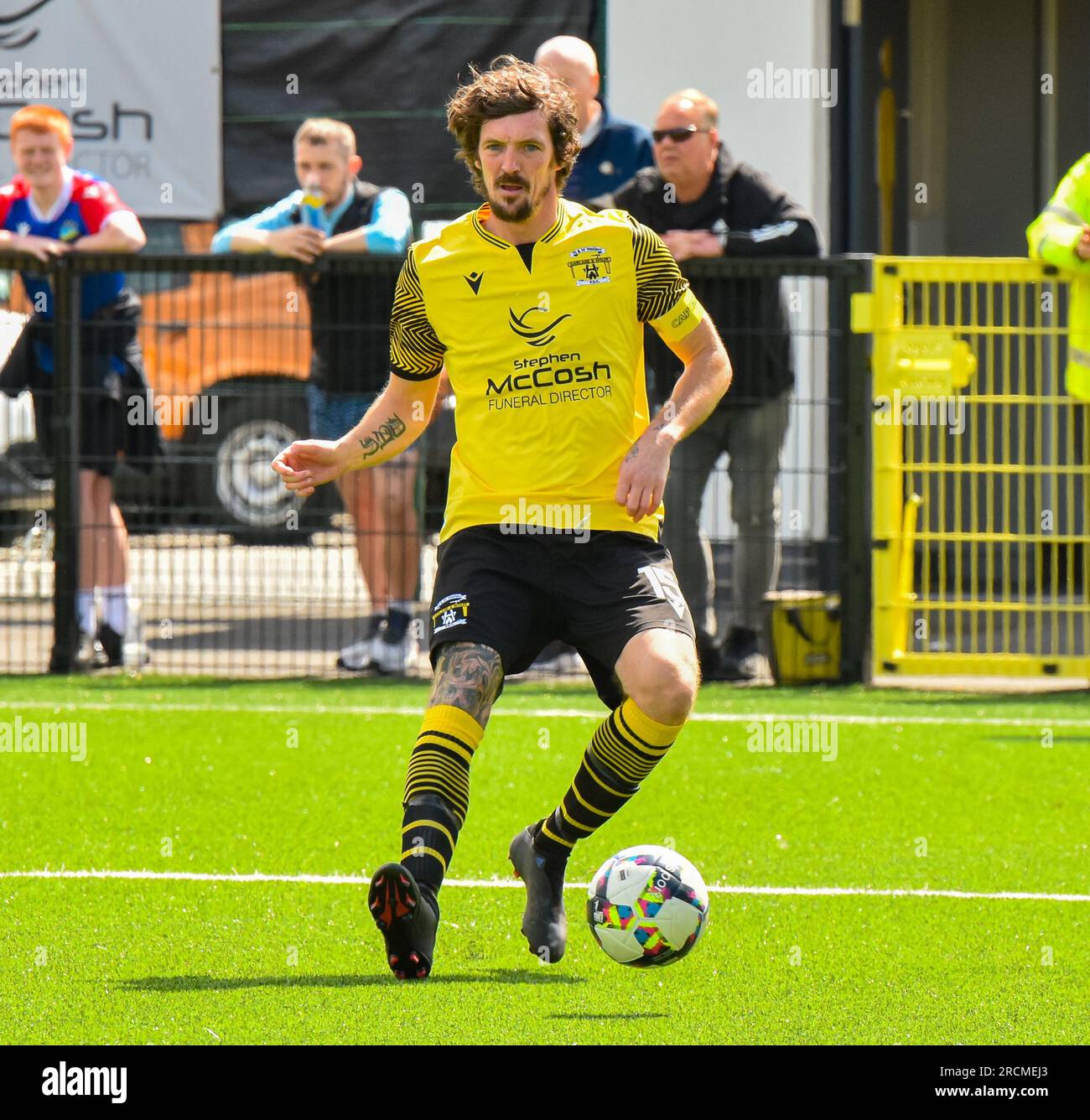 H&W Welders vs Linfield, sabato 15 luglio 2023, Blanchflower Stadium, Belfast. Foto Stock