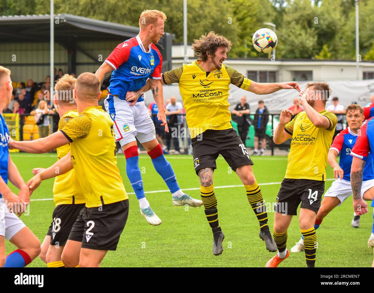 H&W Welders vs Linfield, sabato 15 luglio 2023, Blanchflower Stadium, Belfast. Foto Stock