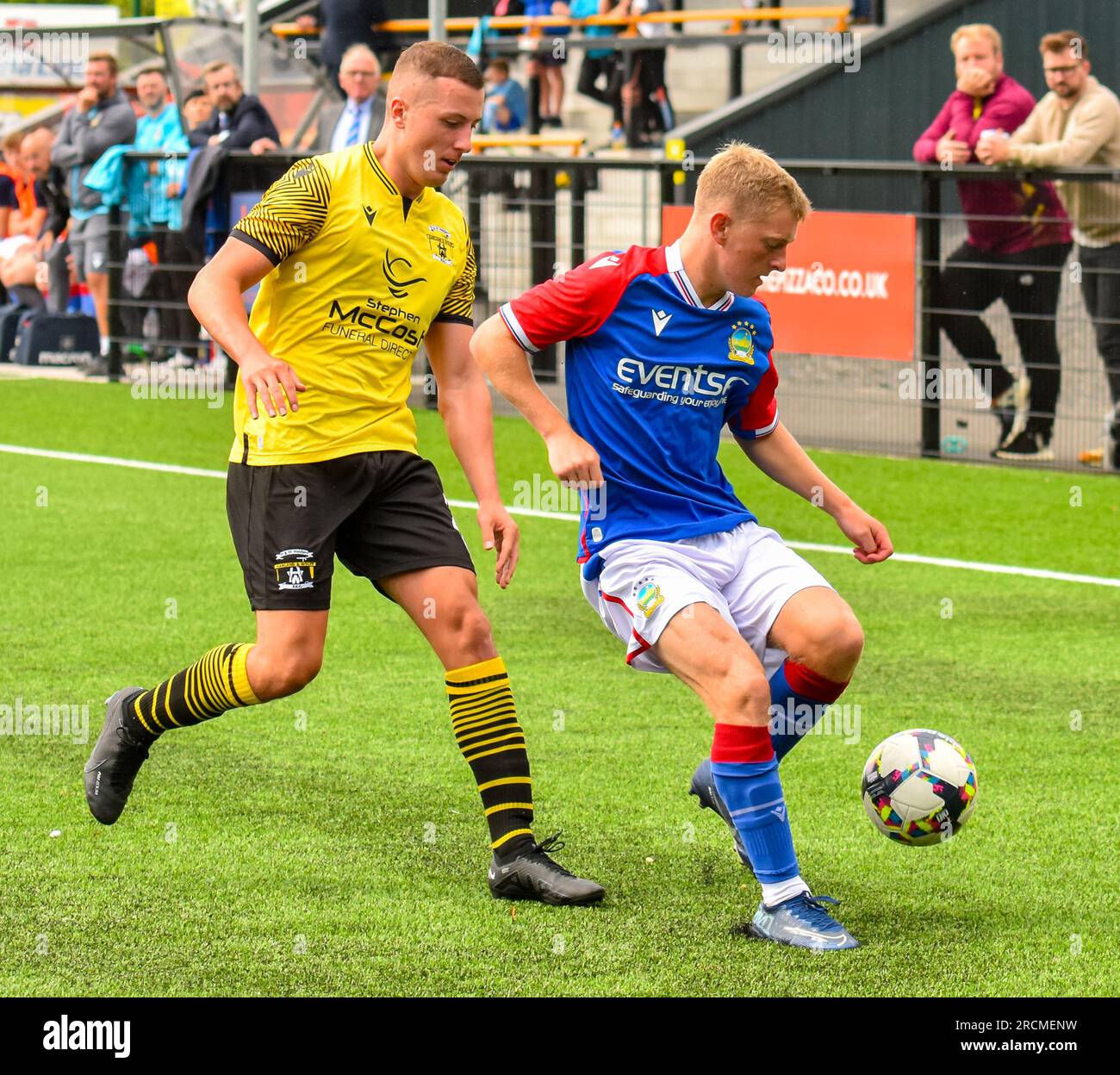 H&W Welders vs Linfield, sabato 15 luglio 2023, Blanchflower Stadium, Belfast. Foto Stock