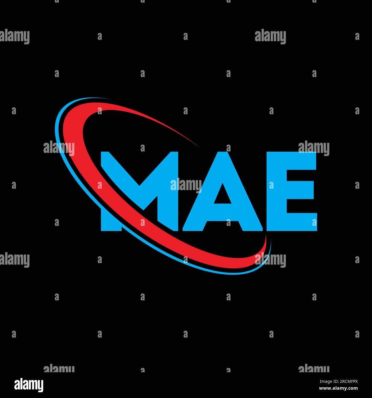 Logo MAE. Lettera MAE. Logo MAE Letter. Iniziali logo MAE associato a un logo circolare e un monogramma maiuscolo. MAE tipografia per tecnologia, affari Illustrazione Vettoriale