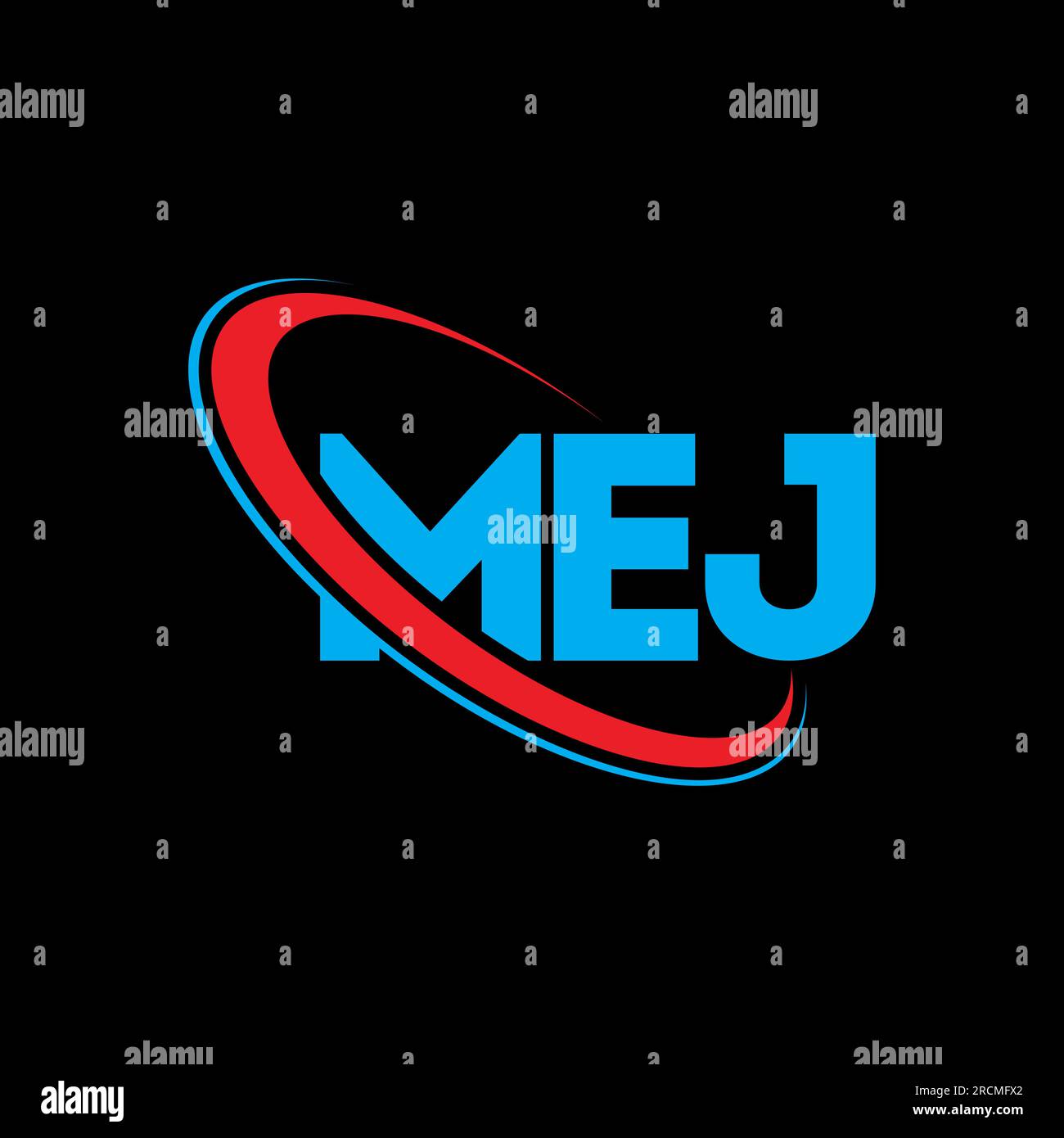 Logo MEJ. Lettera MEJ. Logo MEJ Letter. Logo MEJ iniziali associato a un logo con cerchio e monogramma maiuscolo. MEJ tipografia per tecnologia, attività commerciali Illustrazione Vettoriale