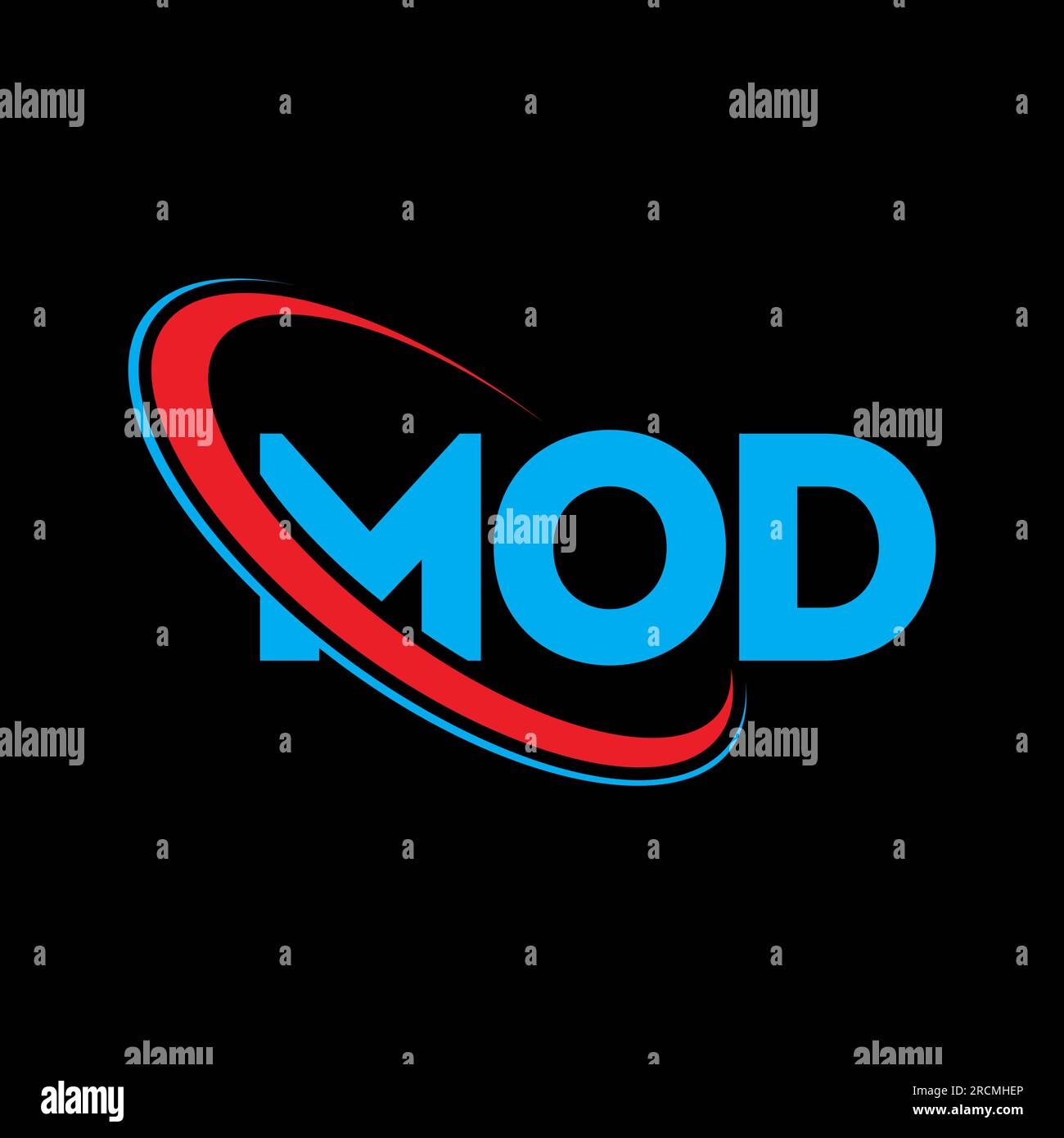 Logo MOD. MOD Letter. Logo MOD Letter. Logo MOD iniziali associato a un logo con cerchio e monogramma maiuscolo. Tipografia MOD per la tecnologia, le attività commerciali Illustrazione Vettoriale