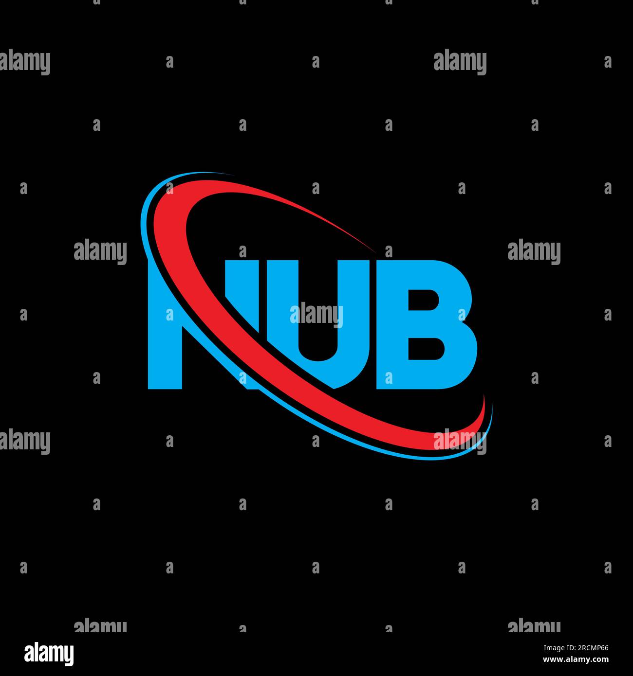 Logo NUB. NUB Letter. Logo NUB Letter. Iniziali logo NUB collegato con cerchio e logo monogramma maiuscolo. Tipografia NUB per tecnologia, affari Illustrazione Vettoriale