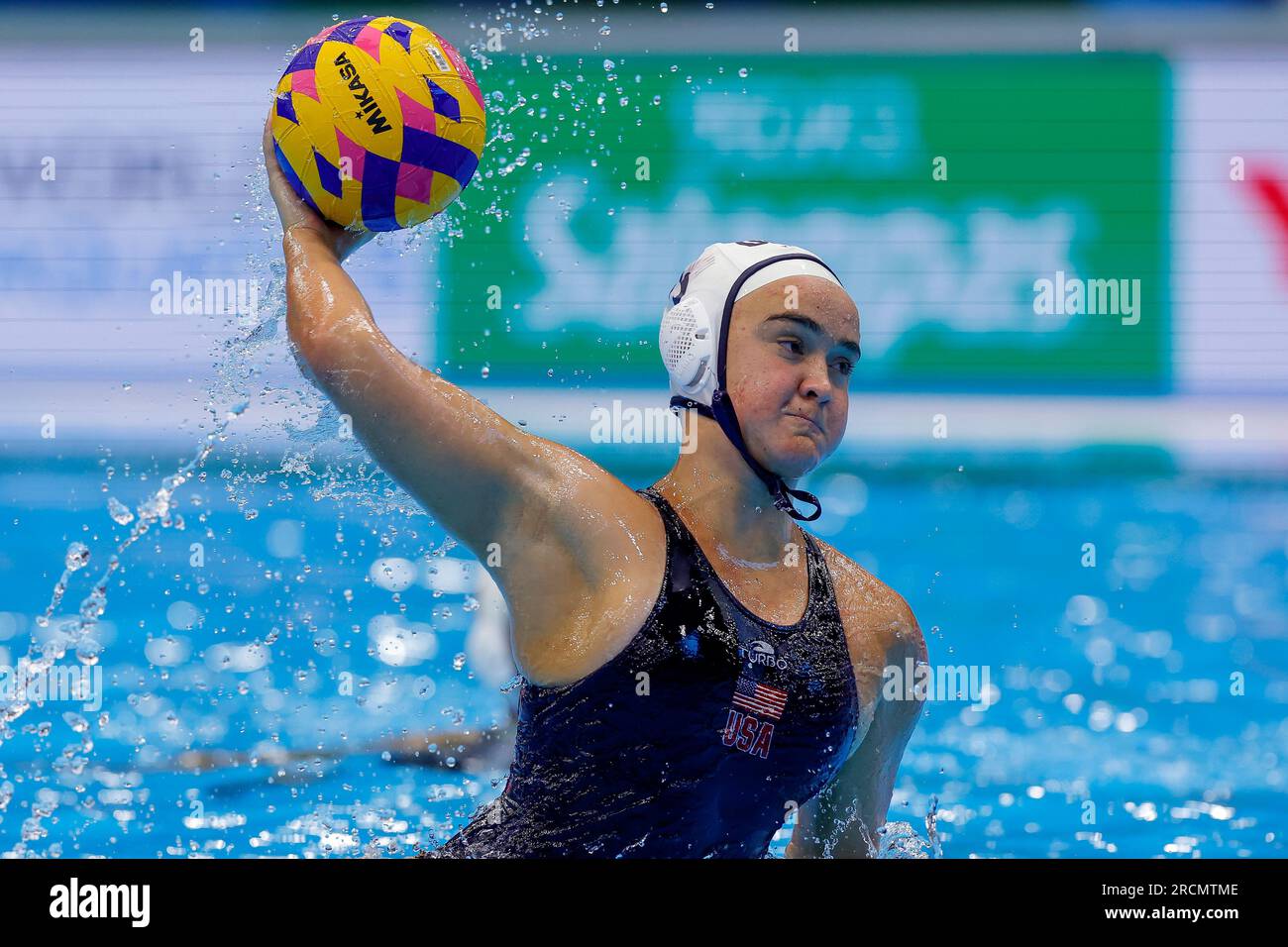 Fukuoka, Giappone. 16 luglio 2023. FUKUOKA, GIAPPONE - 16 LUGLIO: Jenna Michelle Flynn degli Stati Uniti durante il World Aquatics Championships 2023 Women Match USA contro Cina il 16 luglio 2023 a Fukuoka, Giappone (foto di Albert Ten Hove/Orange Pictures) credito: Orange Pics BV/Alamy Live News Foto Stock