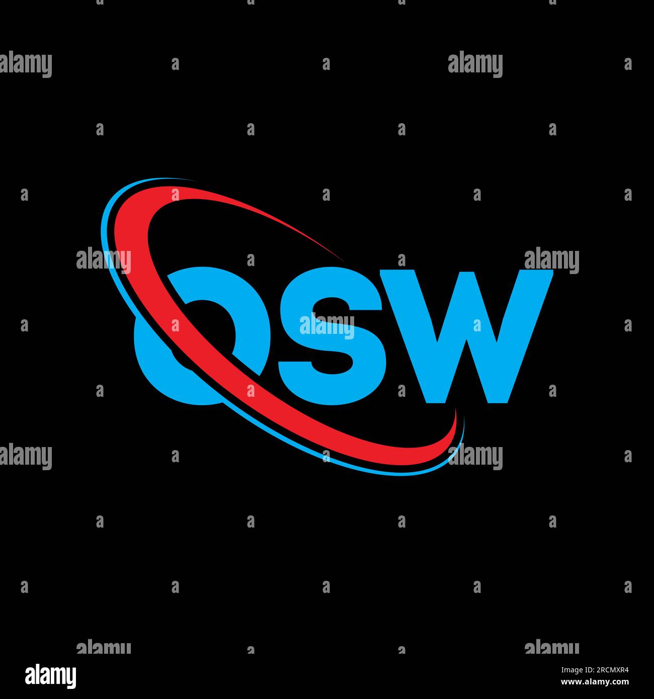 Logo OSW. Lettera OSW. Logo OSW Letter. Logo OSW iniziali associato a un cerchio e un monogramma maiuscolo. Tipografia OSW per la tecnologia, le aziende Illustrazione Vettoriale